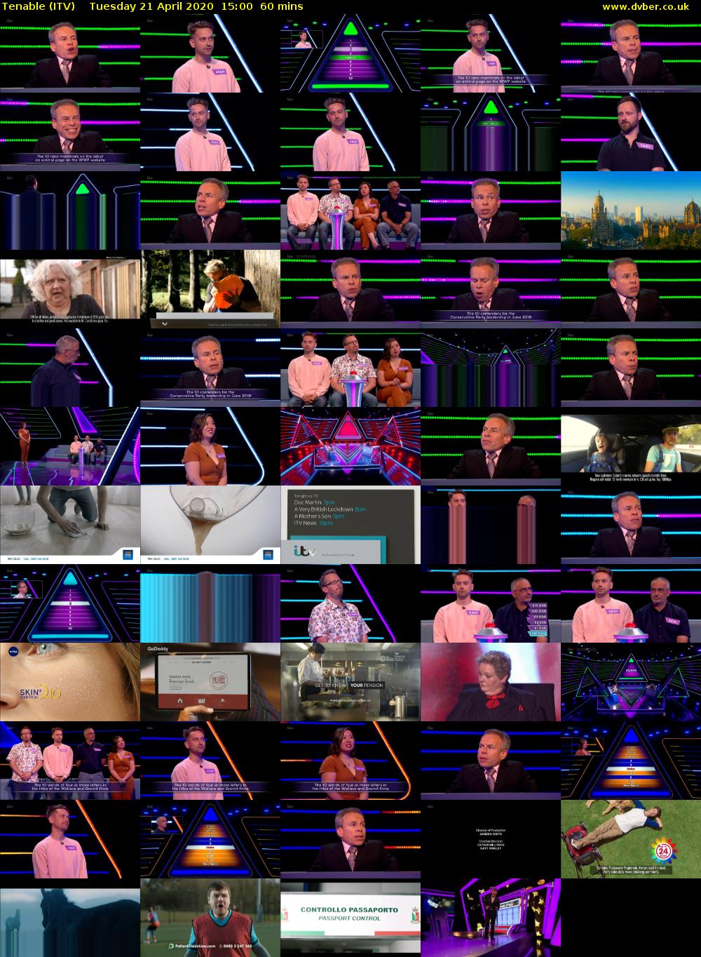 Tenable (ITV) Tuesday 21 April 2020 15:00 - 16:00