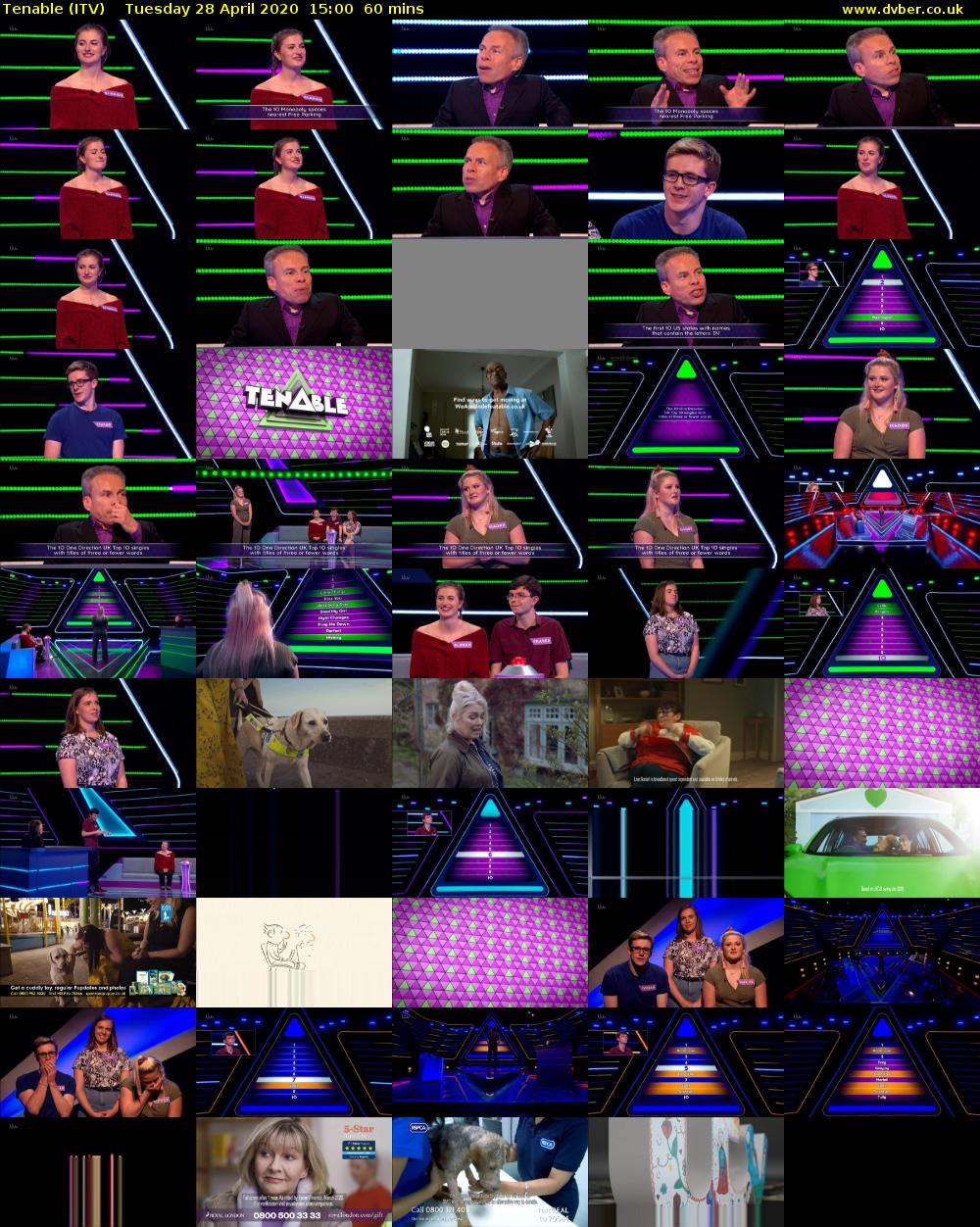 Tenable (ITV) Tuesday 28 April 2020 15:00 - 16:00