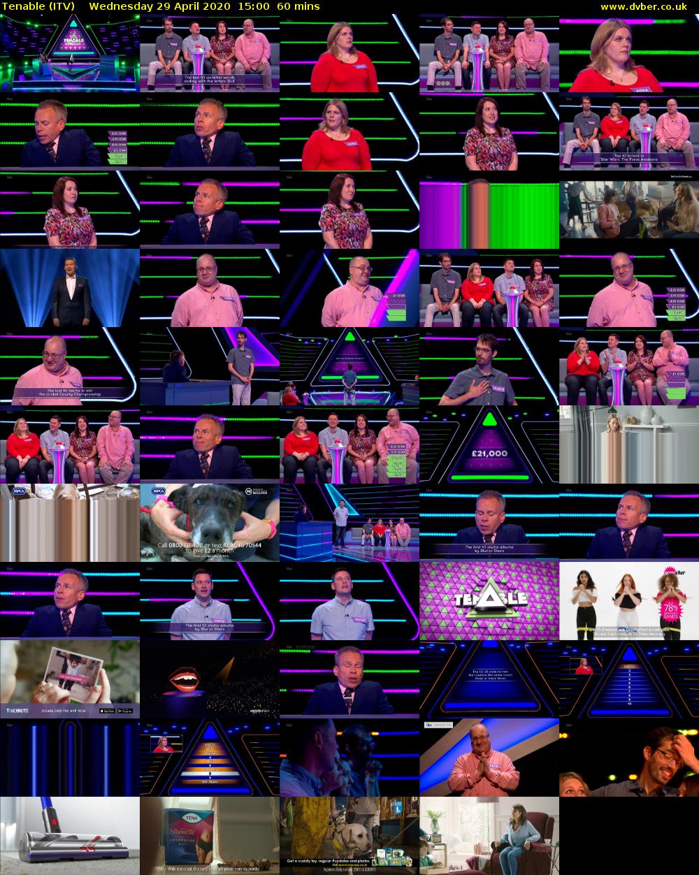 Tenable (ITV) Wednesday 29 April 2020 15:00 - 16:00