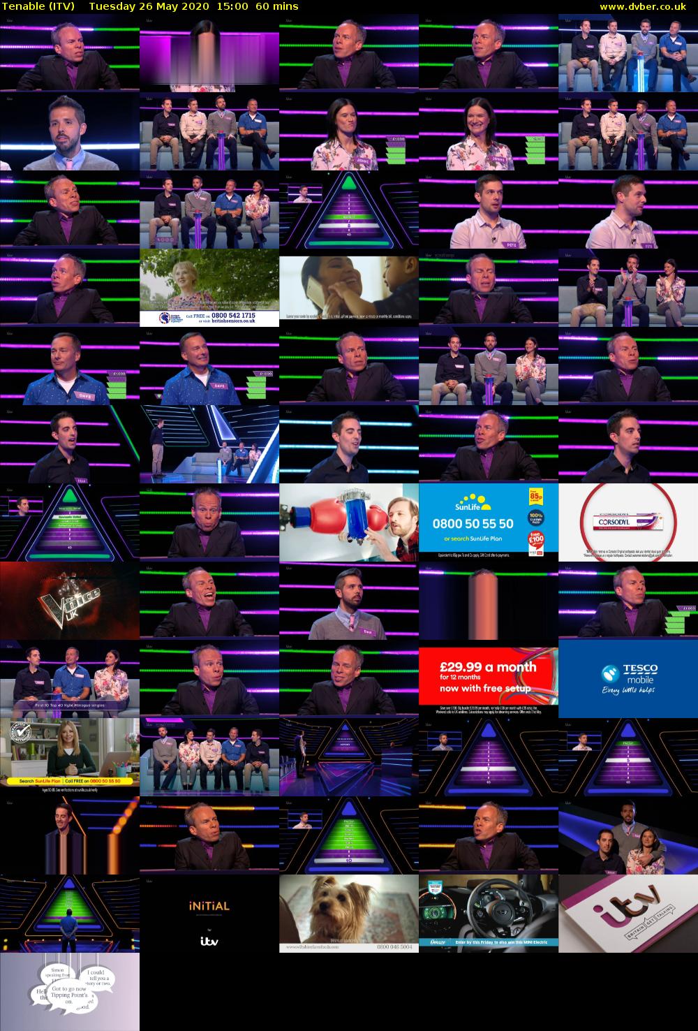 Tenable (ITV) Tuesday 26 May 2020 15:00 - 16:00