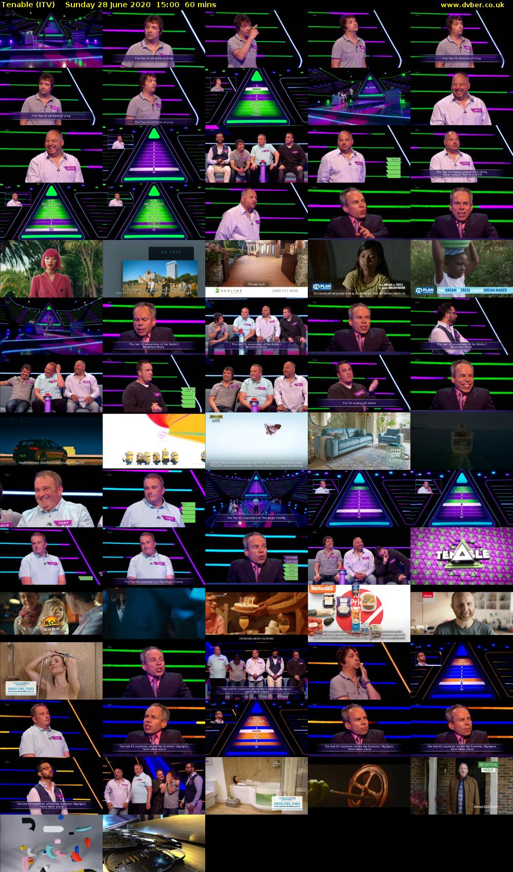 Tenable (ITV) Sunday 28 June 2020 15:00 - 16:00