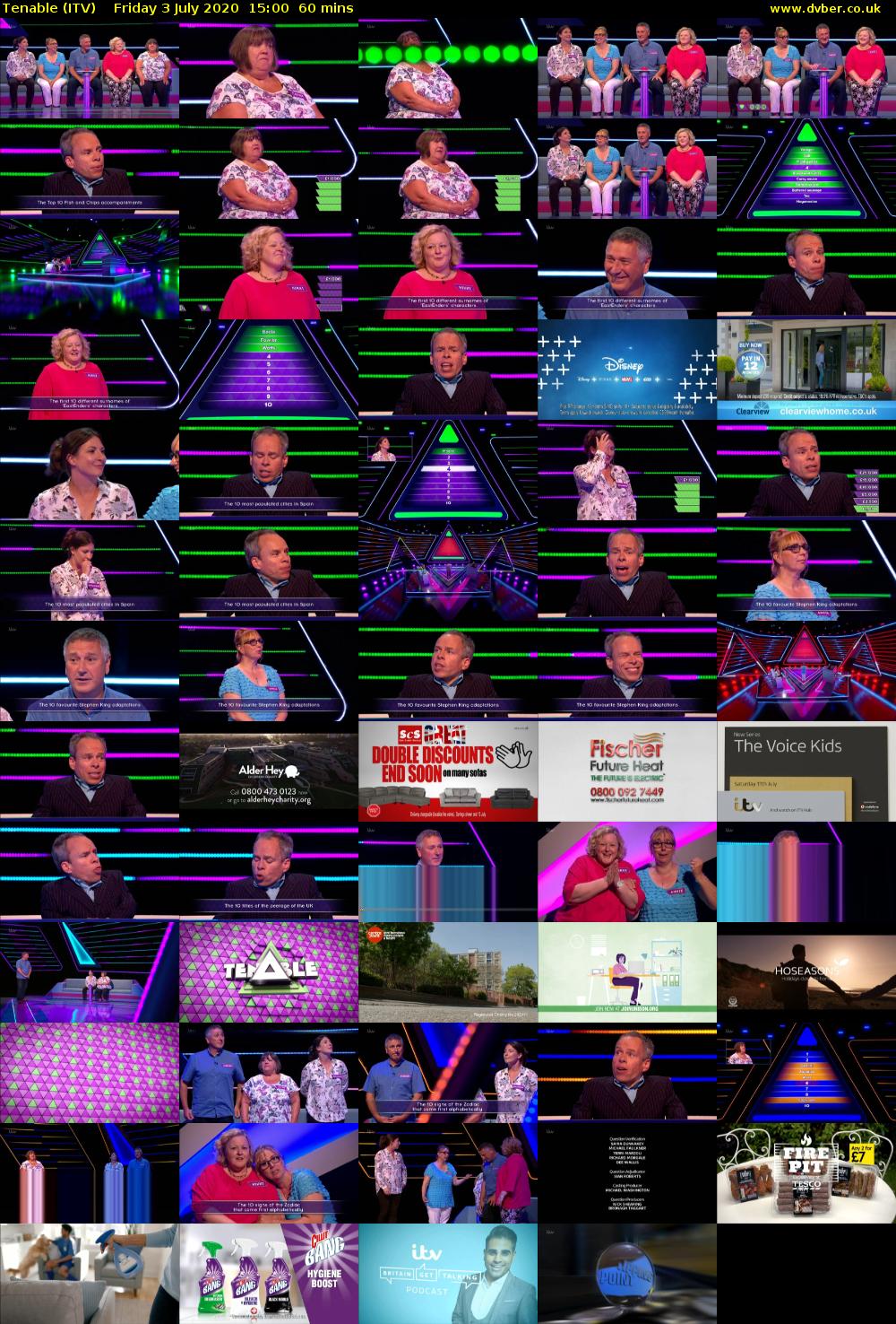Tenable (ITV) Friday 3 July 2020 15:00 - 16:00