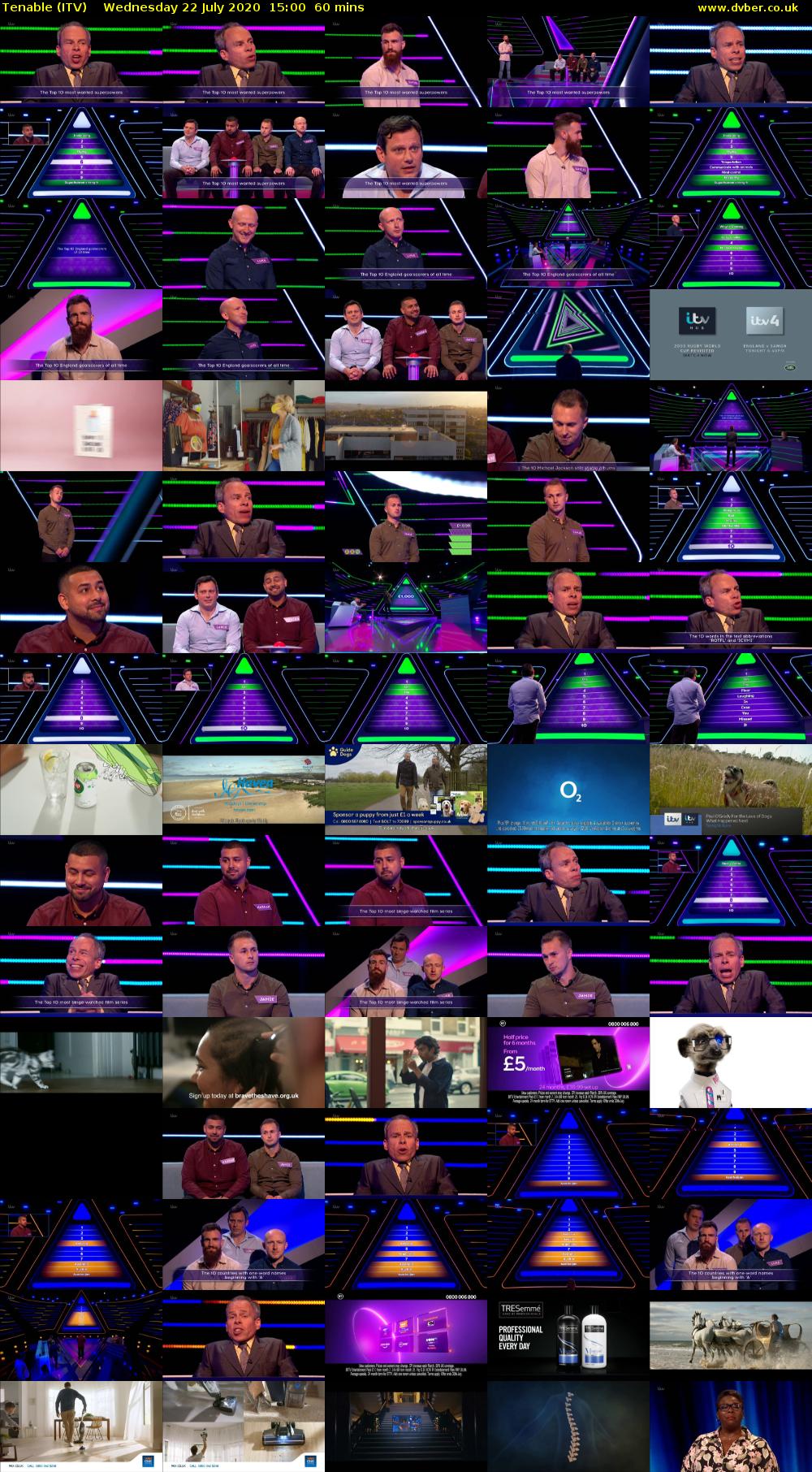 Tenable (ITV) Wednesday 22 July 2020 15:00 - 16:00