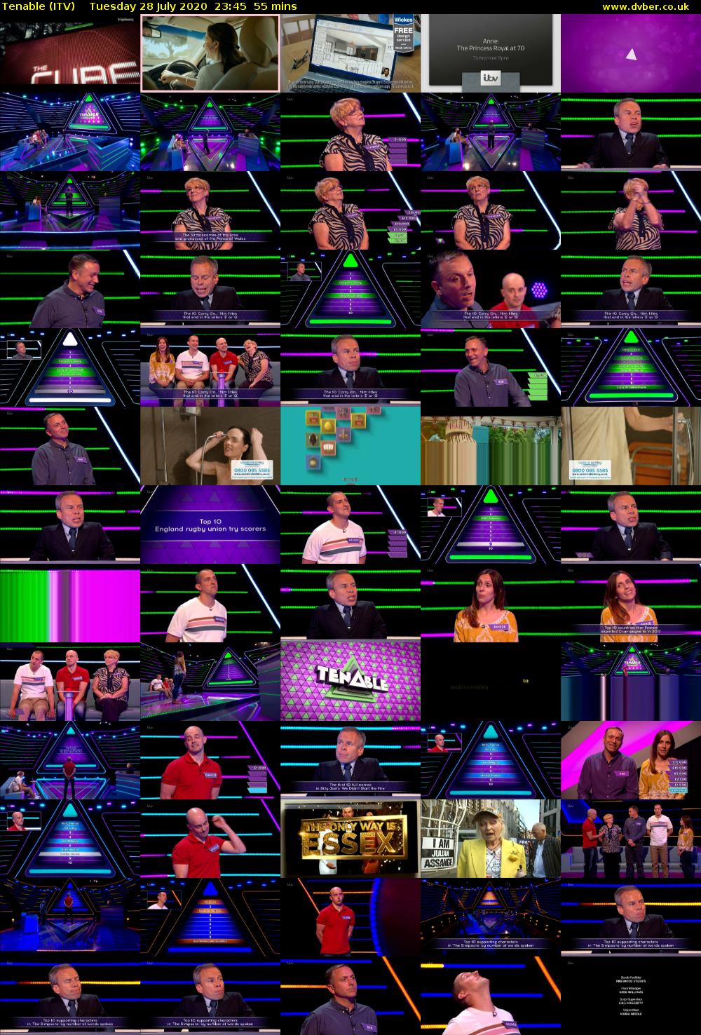 Tenable (ITV) Tuesday 28 July 2020 23:45 - 00:40