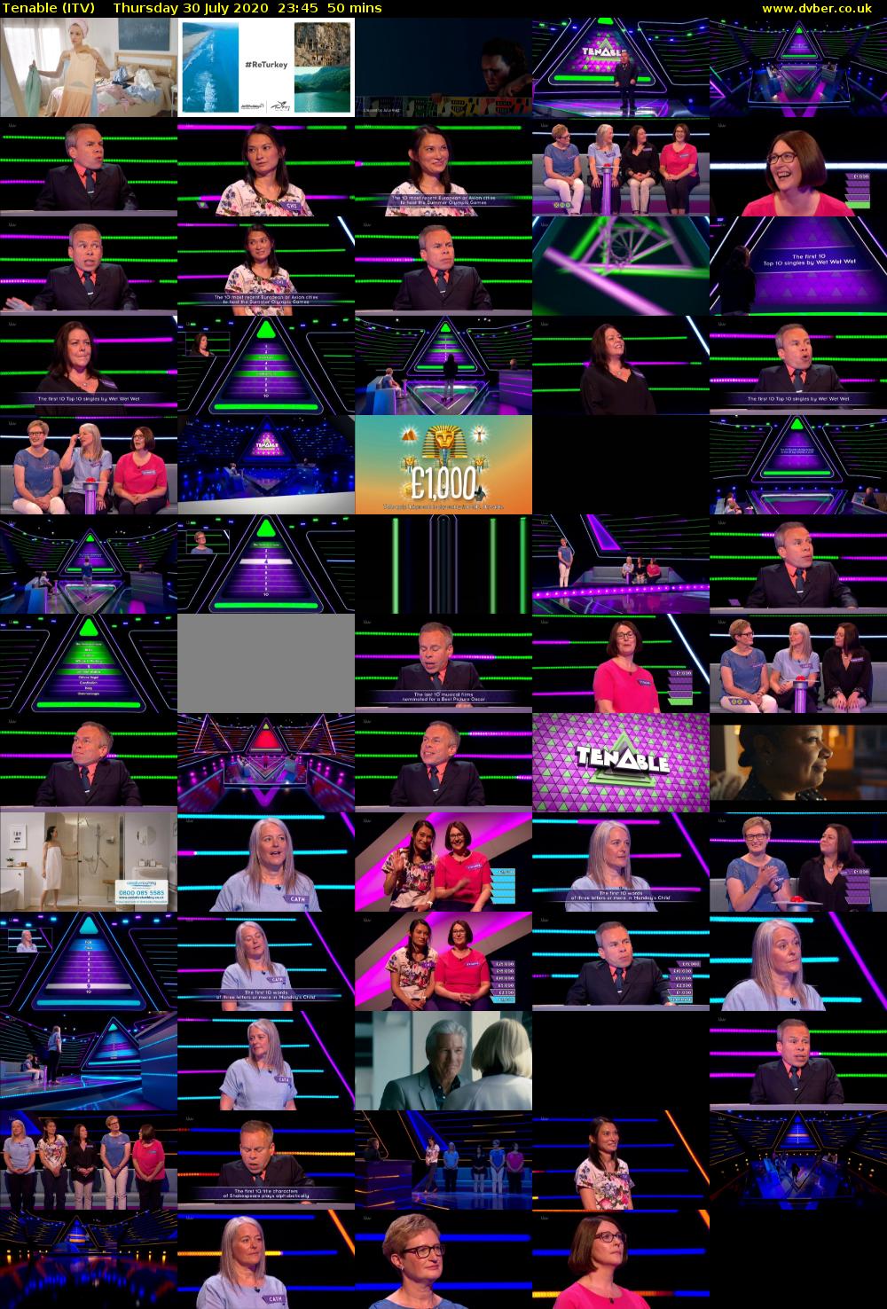 Tenable (ITV) Thursday 30 July 2020 23:45 - 00:35