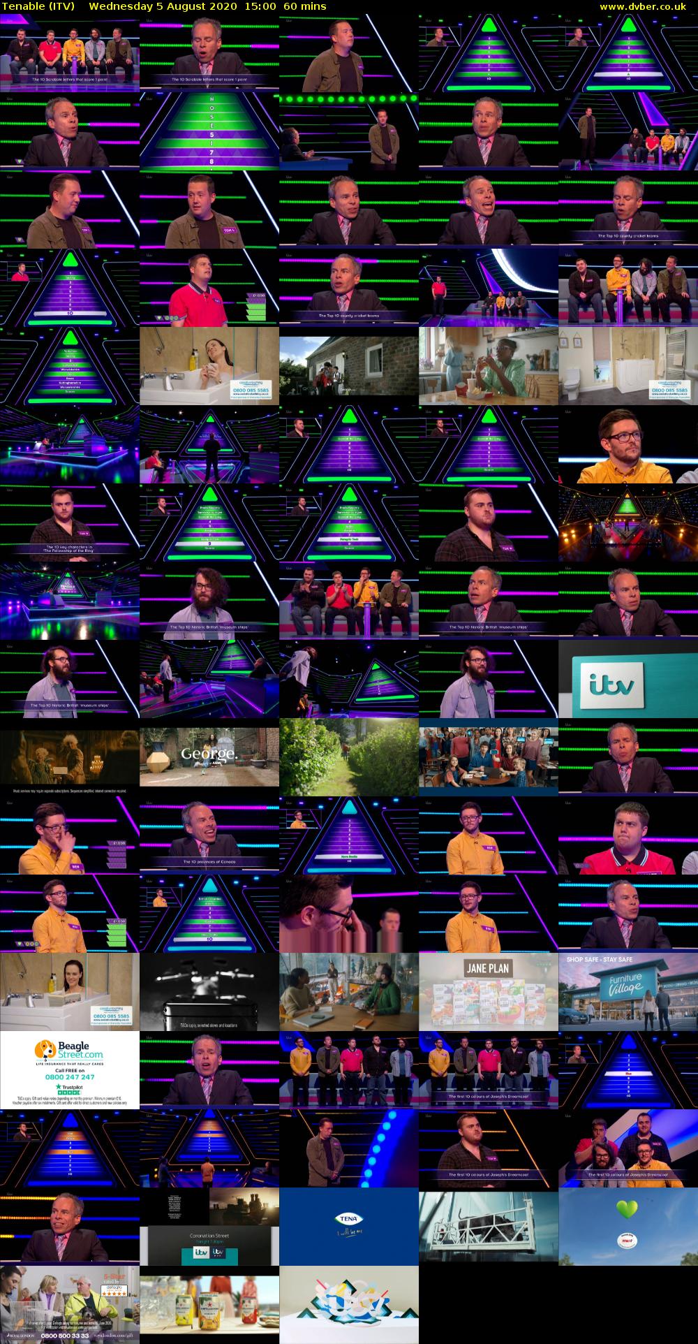Tenable (ITV) Wednesday 5 August 2020 15:00 - 16:00