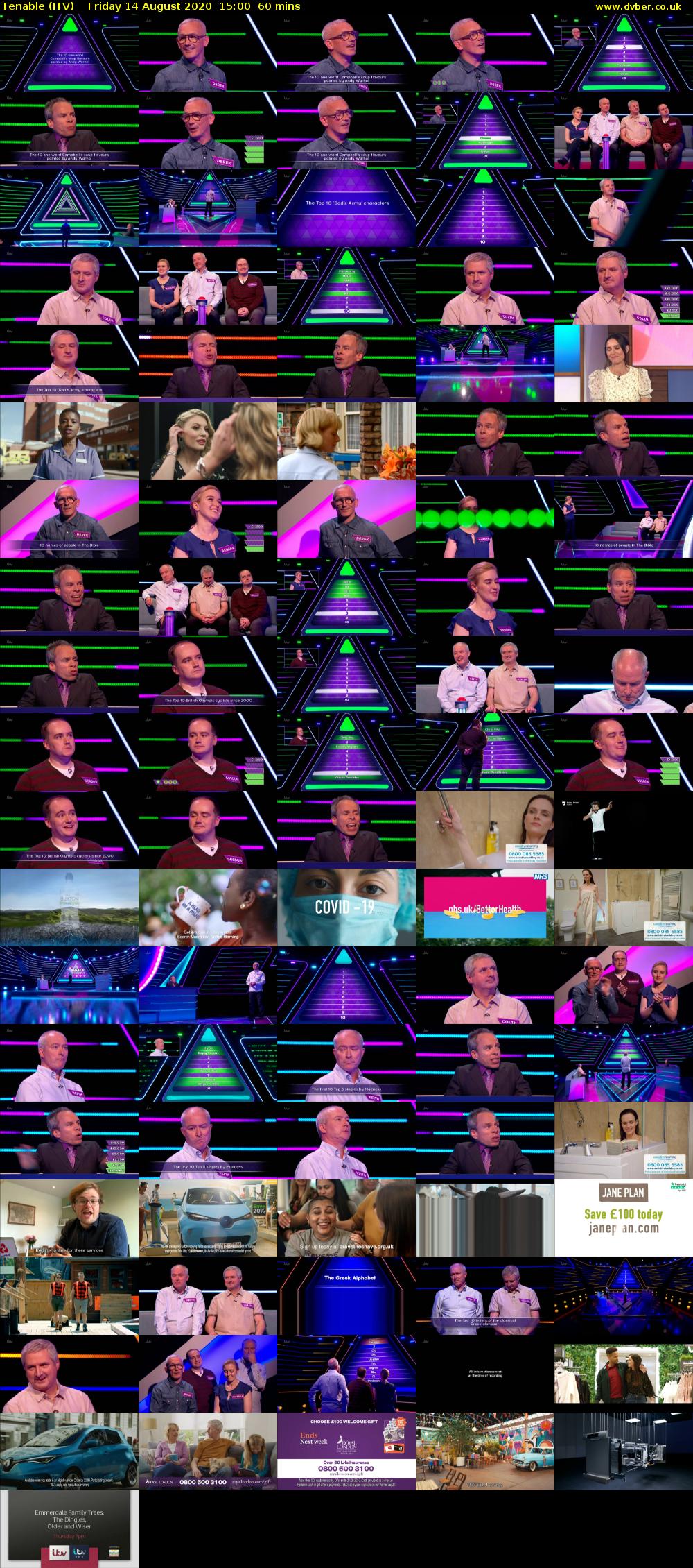 Tenable (ITV) Friday 14 August 2020 15:00 - 16:00