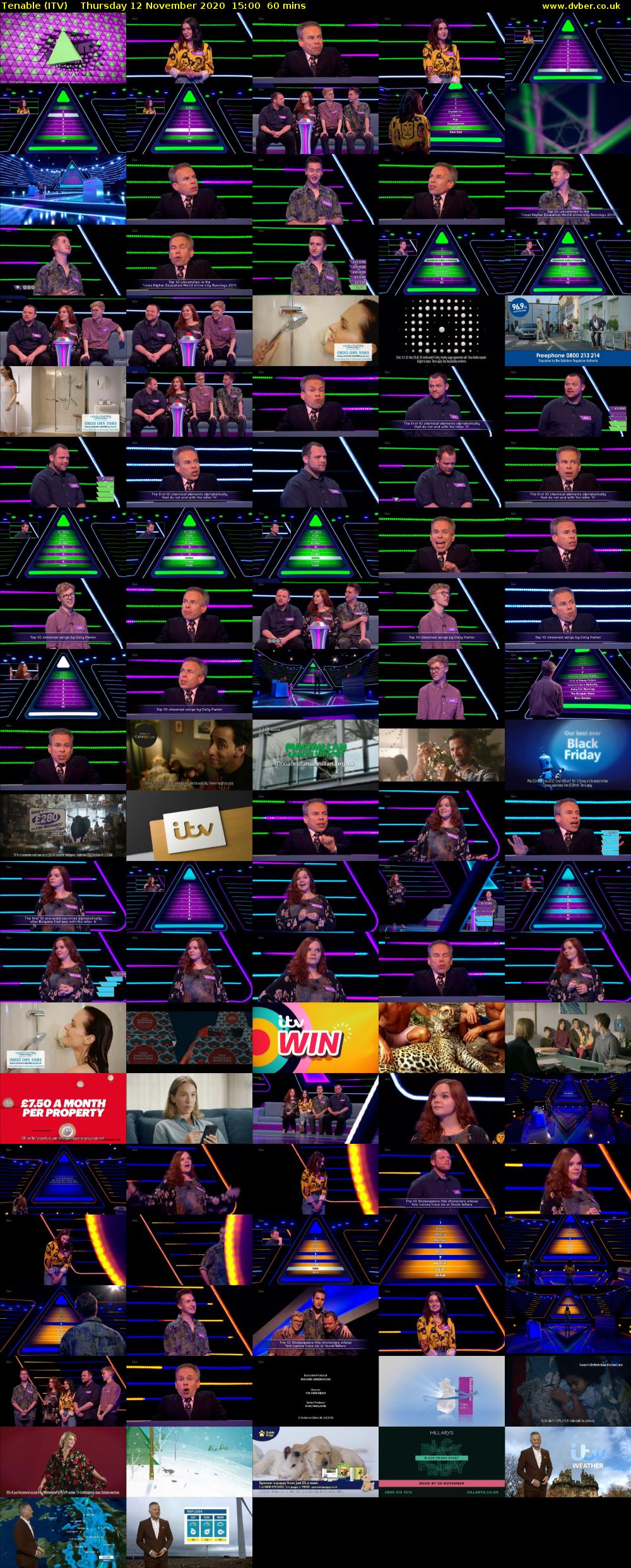 Tenable (ITV) Thursday 12 November 2020 15:00 - 16:00