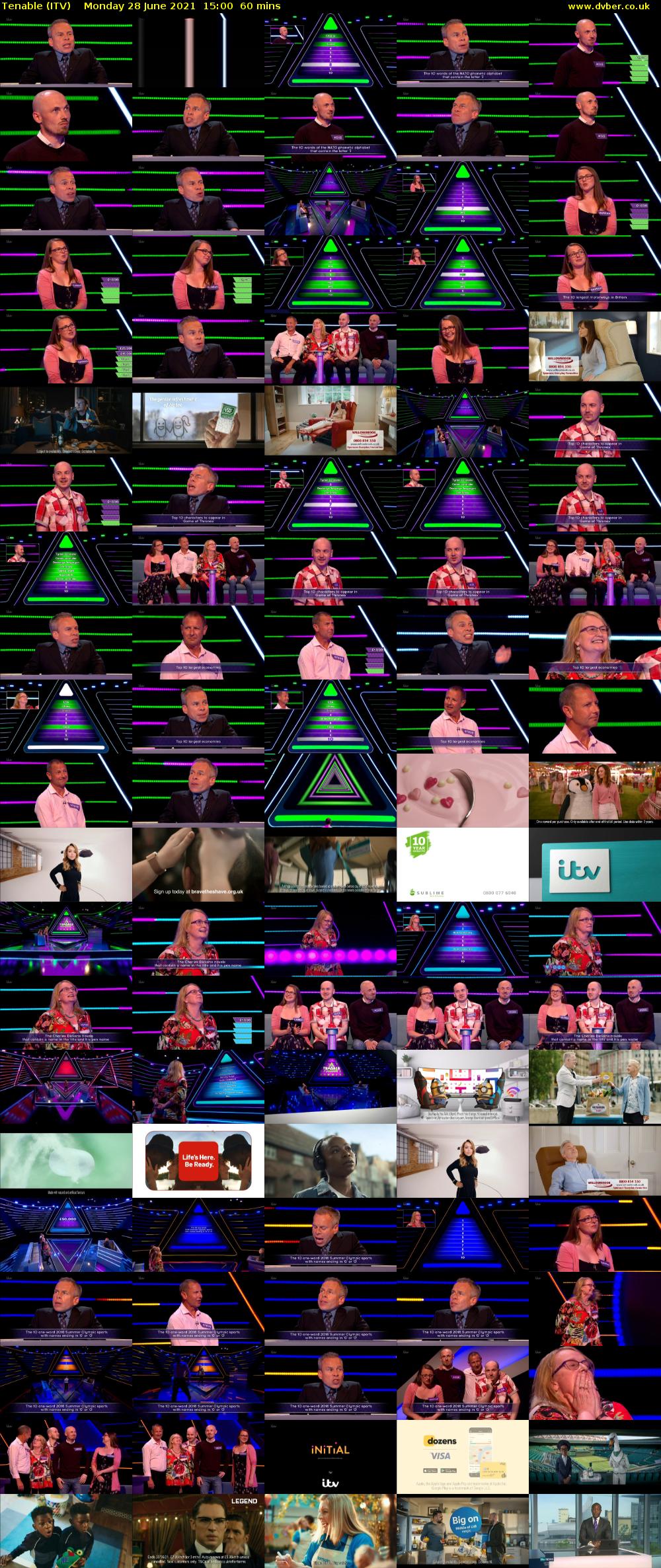 Tenable (ITV) Monday 28 June 2021 15:00 - 16:00
