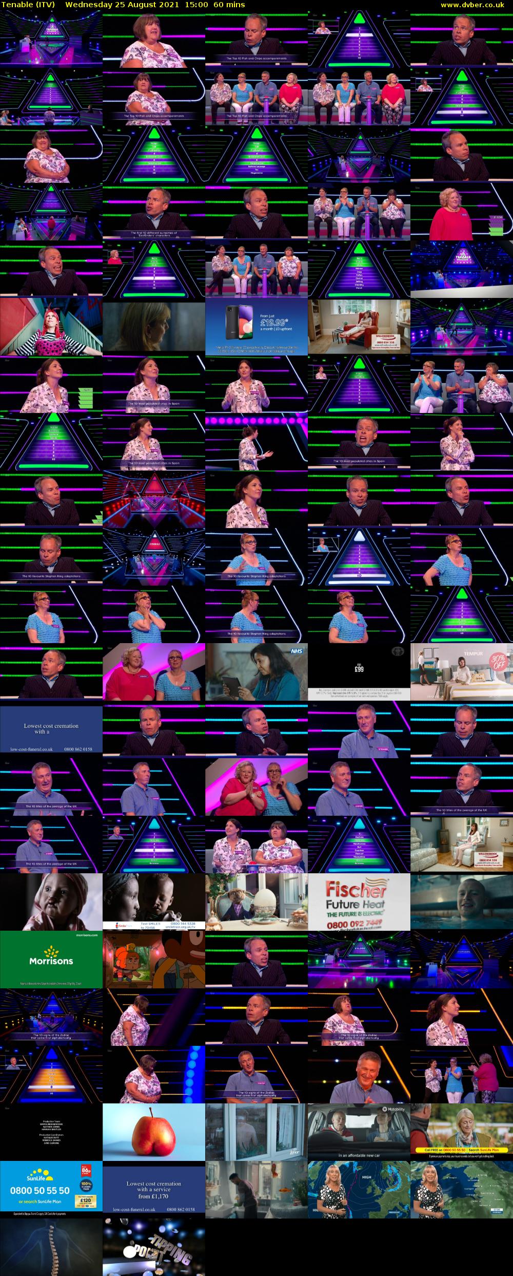 Tenable (ITV) Wednesday 25 August 2021 15:00 - 16:00