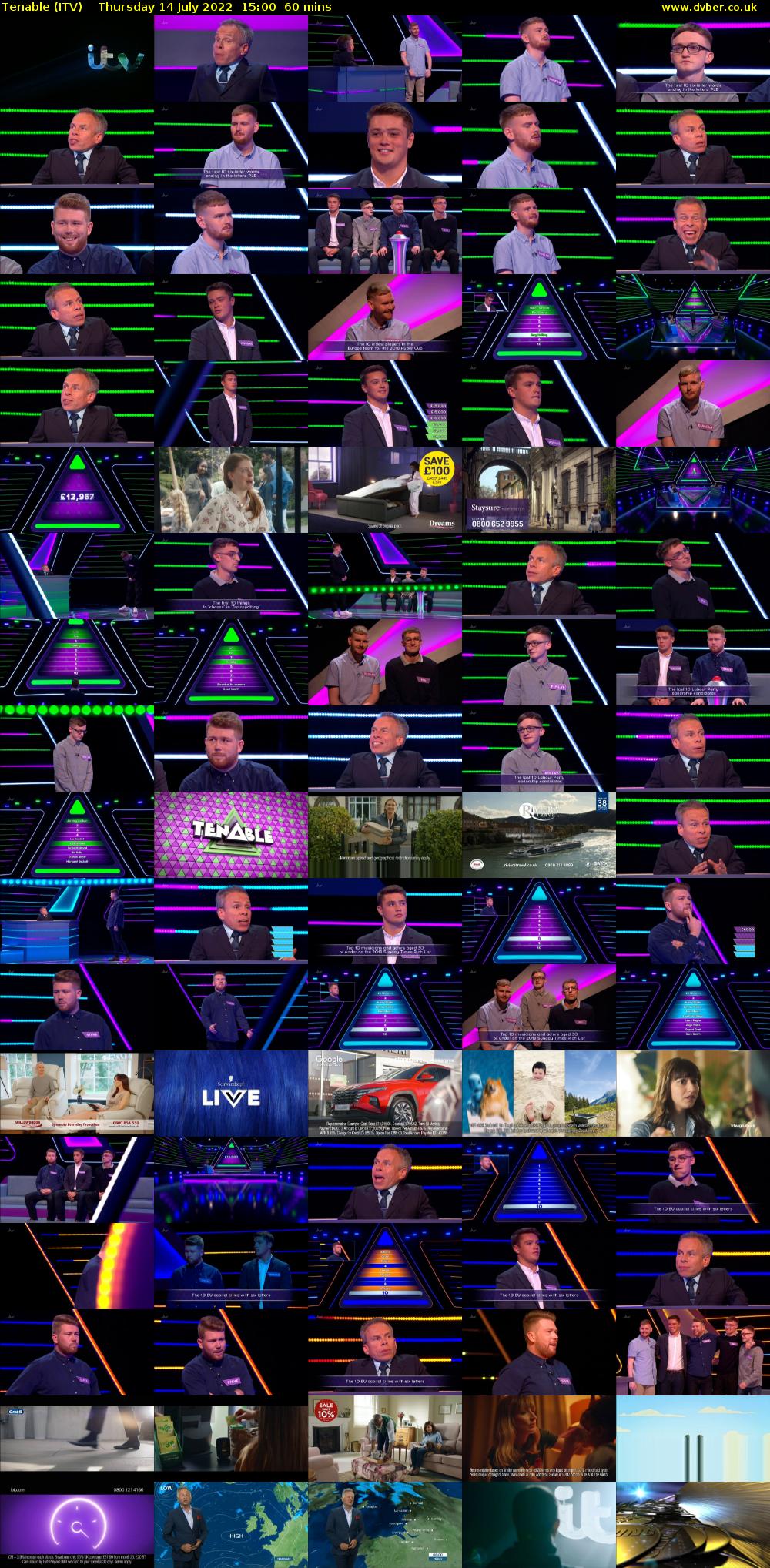 Tenable (ITV) Thursday 14 July 2022 15:00 - 16:00