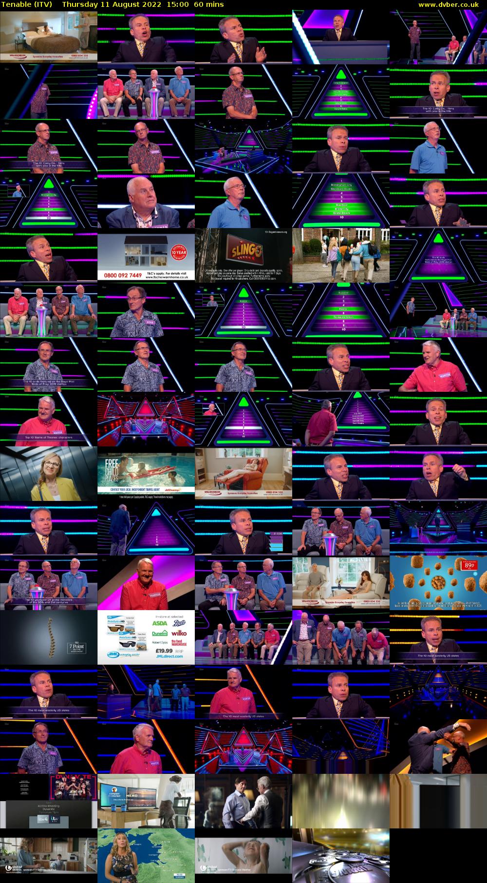 Tenable (ITV) Thursday 11 August 2022 15:00 - 16:00