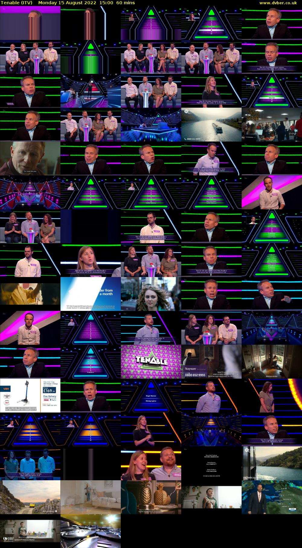 Tenable (ITV) Monday 15 August 2022 15:00 - 16:00