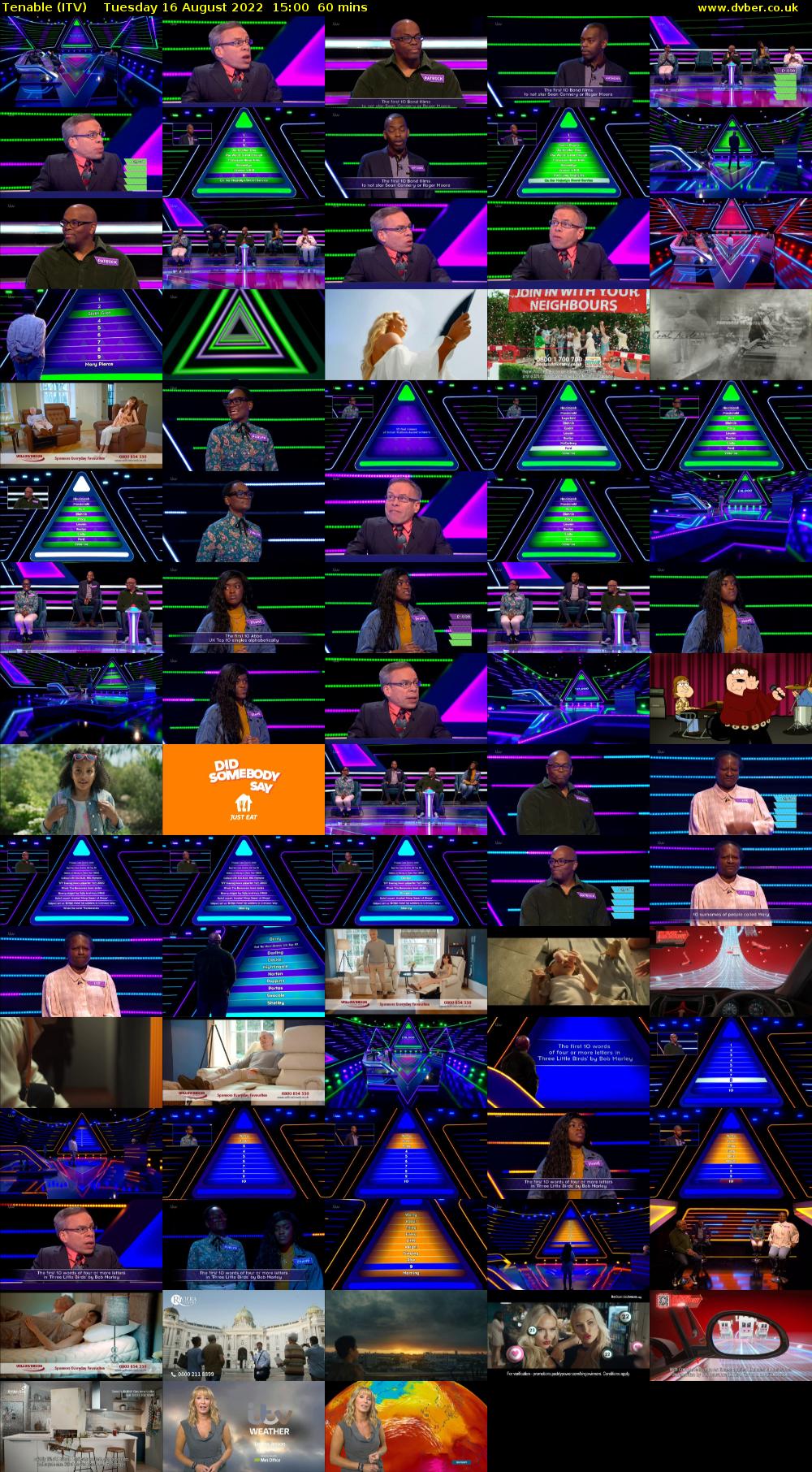 Tenable (ITV) Tuesday 16 August 2022 15:00 - 16:00