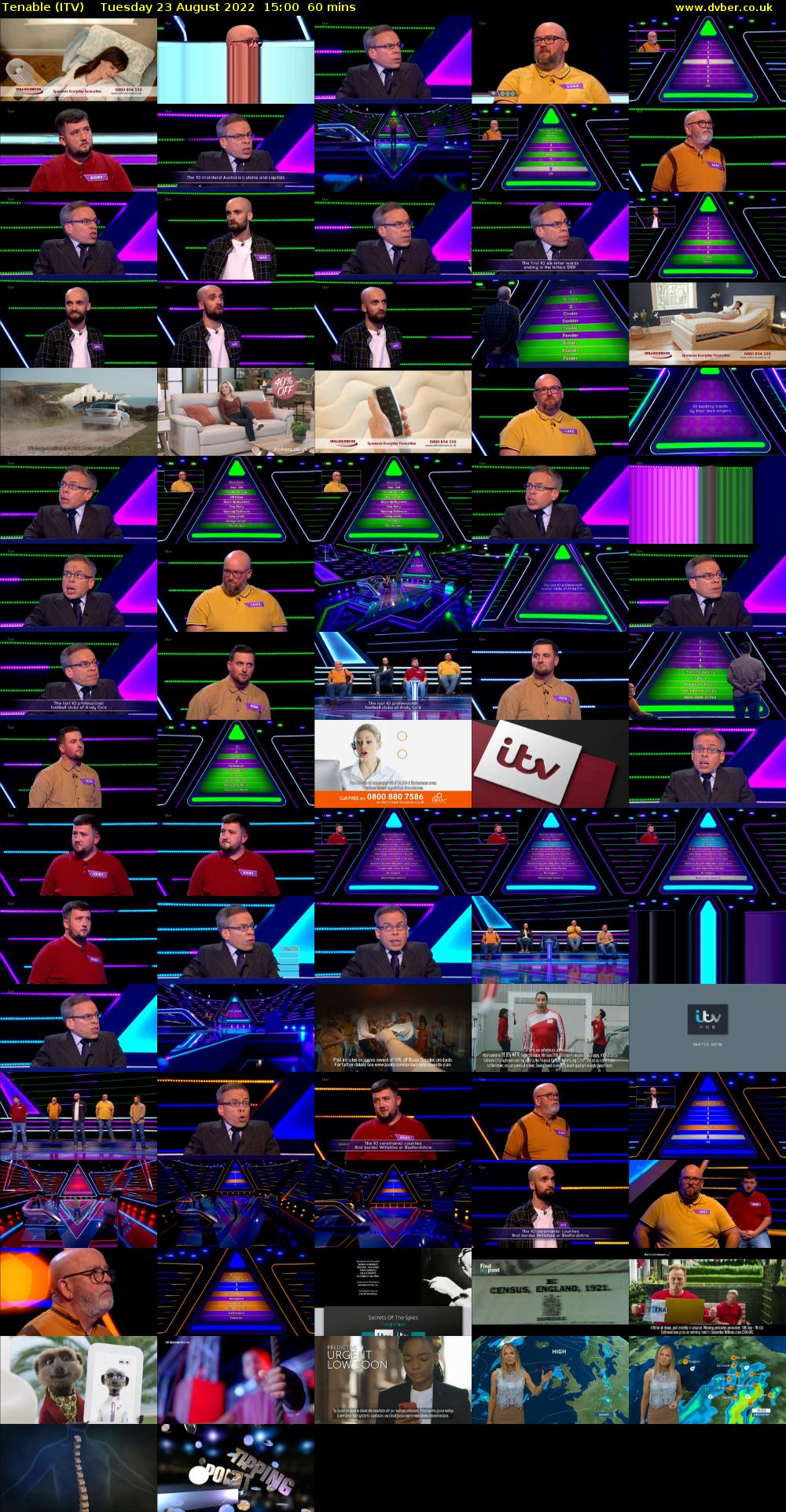 Tenable (ITV) Tuesday 23 August 2022 15:00 - 16:00
