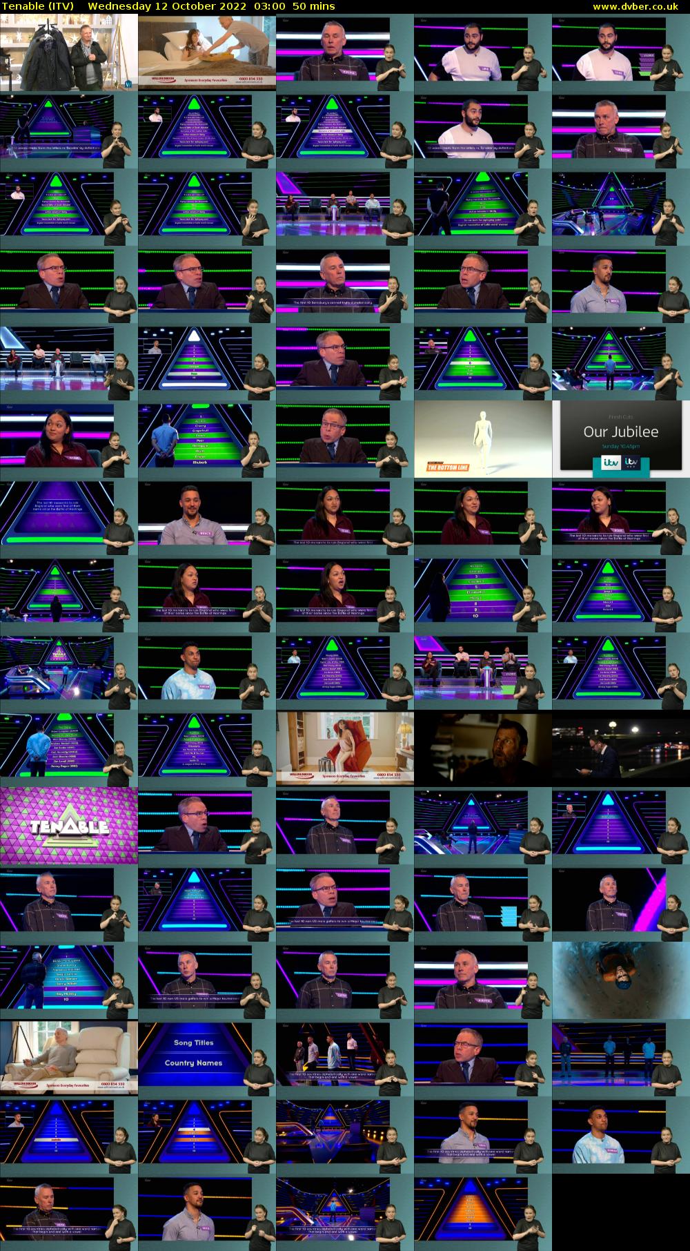 Tenable (ITV) Wednesday 12 October 2022 03:00 - 03:50