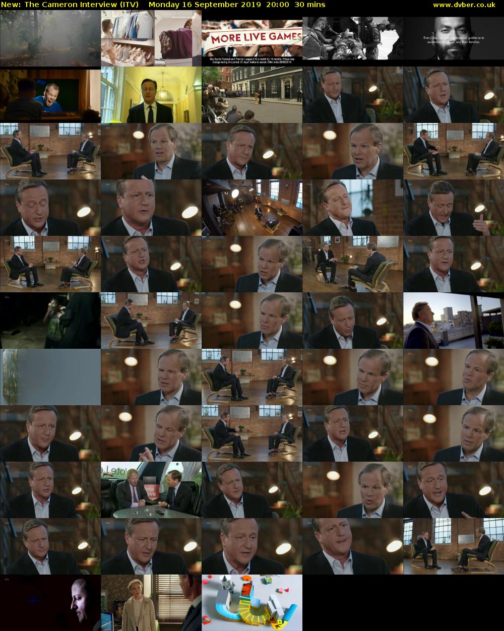 The Cameron Interview (ITV) Monday 16 September 2019 20:00 - 20:30