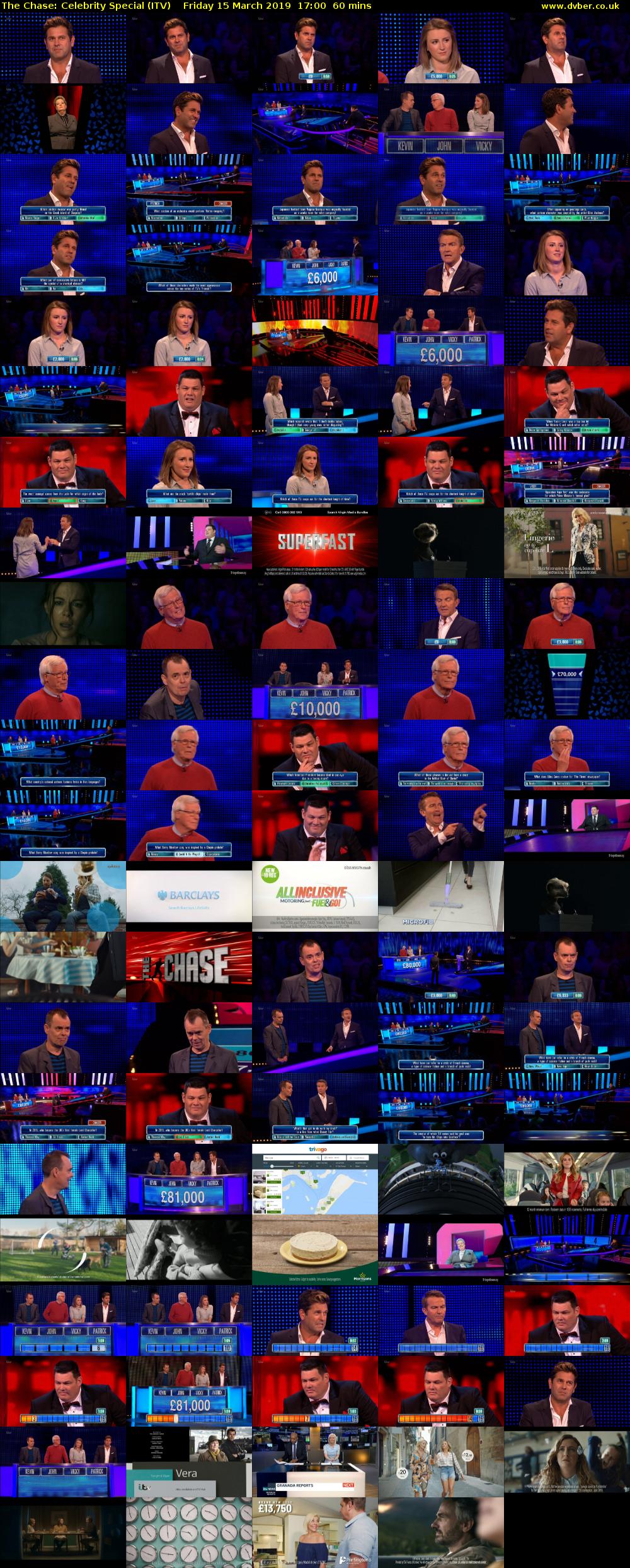 The Chase: Celebrity Special (ITV) Friday 15 March 2019 17:00 - 18:00