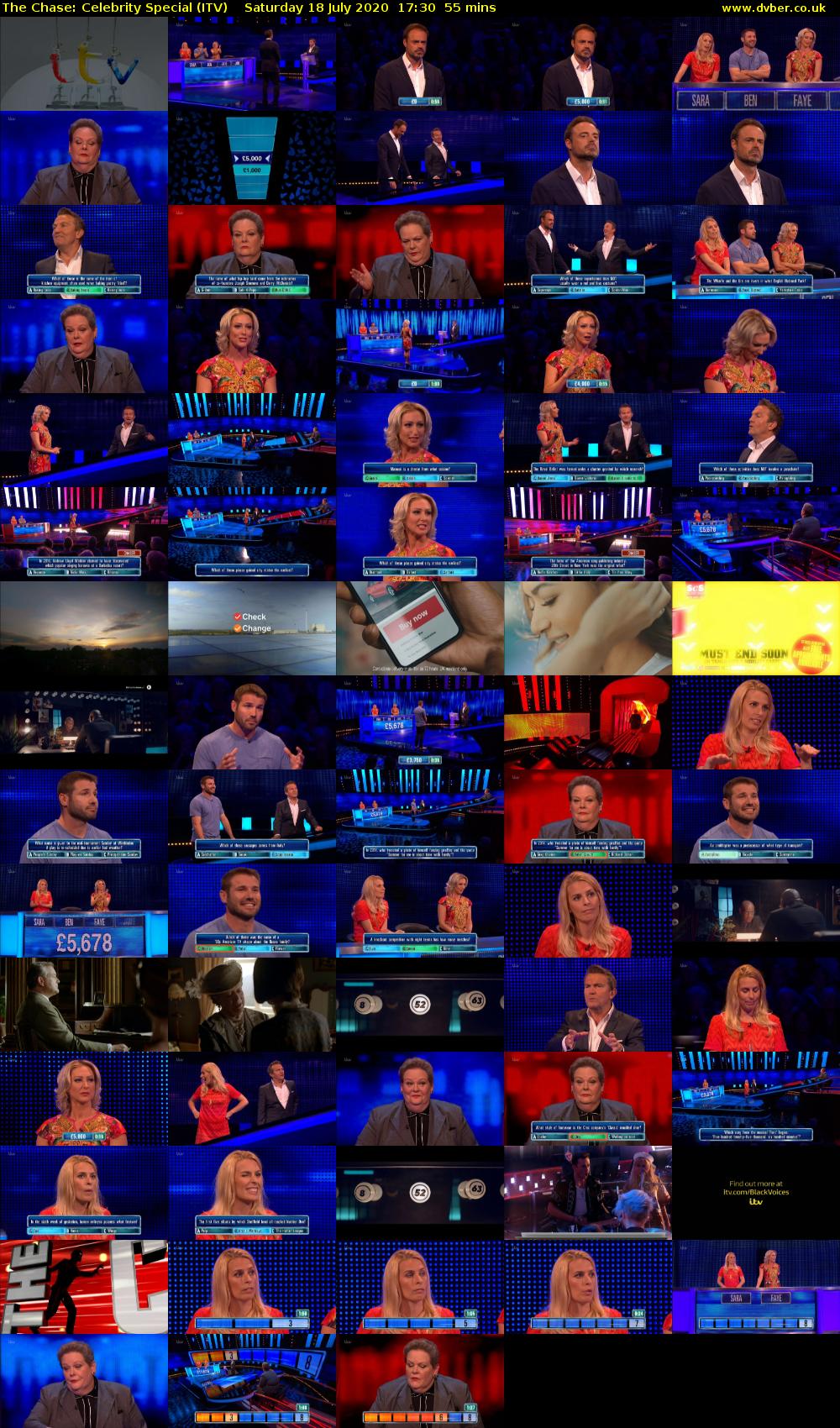 The Chase: Celebrity Special (ITV) Saturday 18 July 2020 17:30 - 18:25