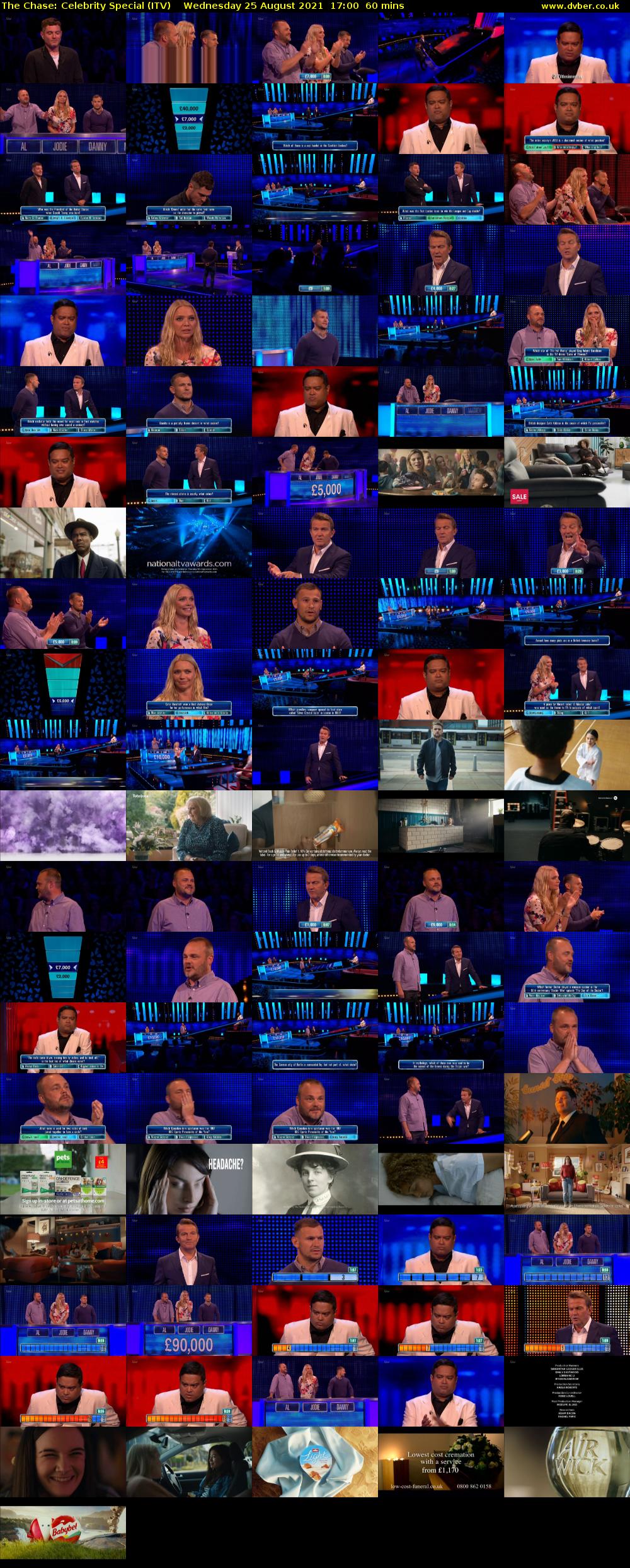 The Chase: Celebrity Special (ITV) Wednesday 25 August 2021 17:00 - 18:00