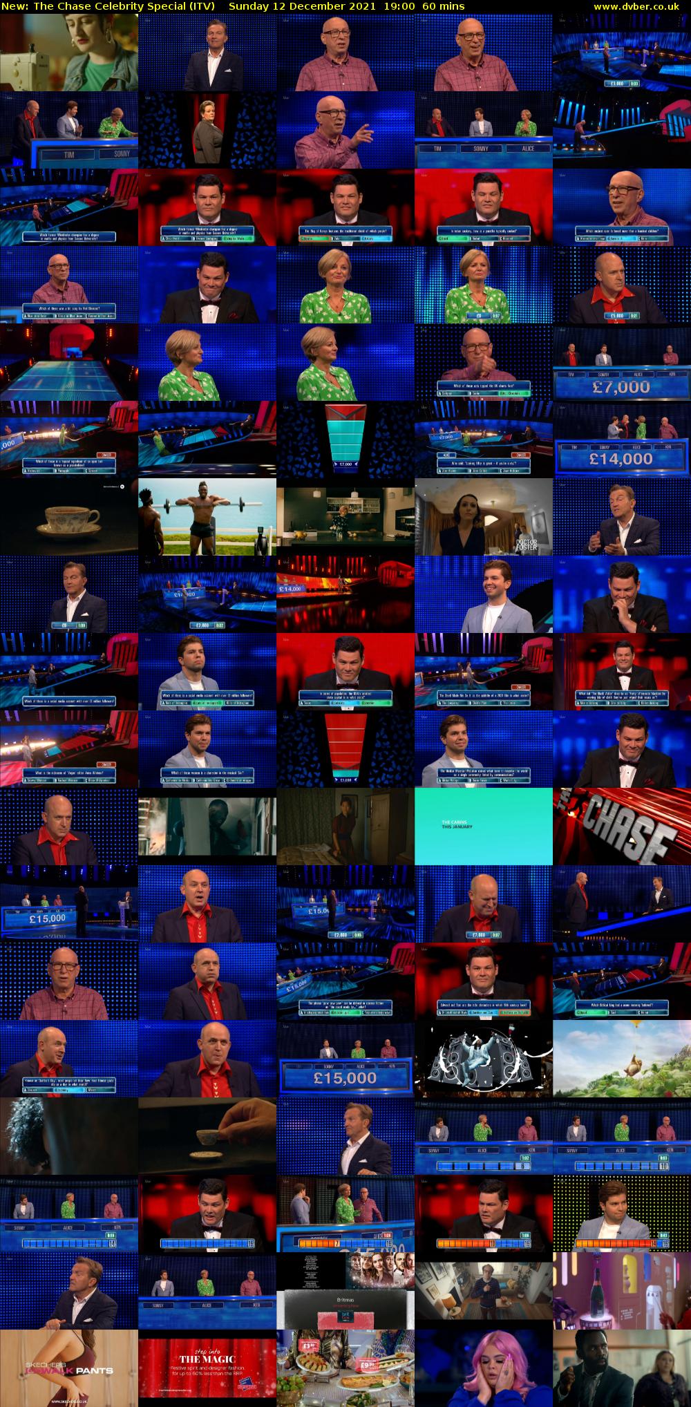 The Chase Celebrity Special (ITV) Sunday 12 December 2021 19:00 - 20:00