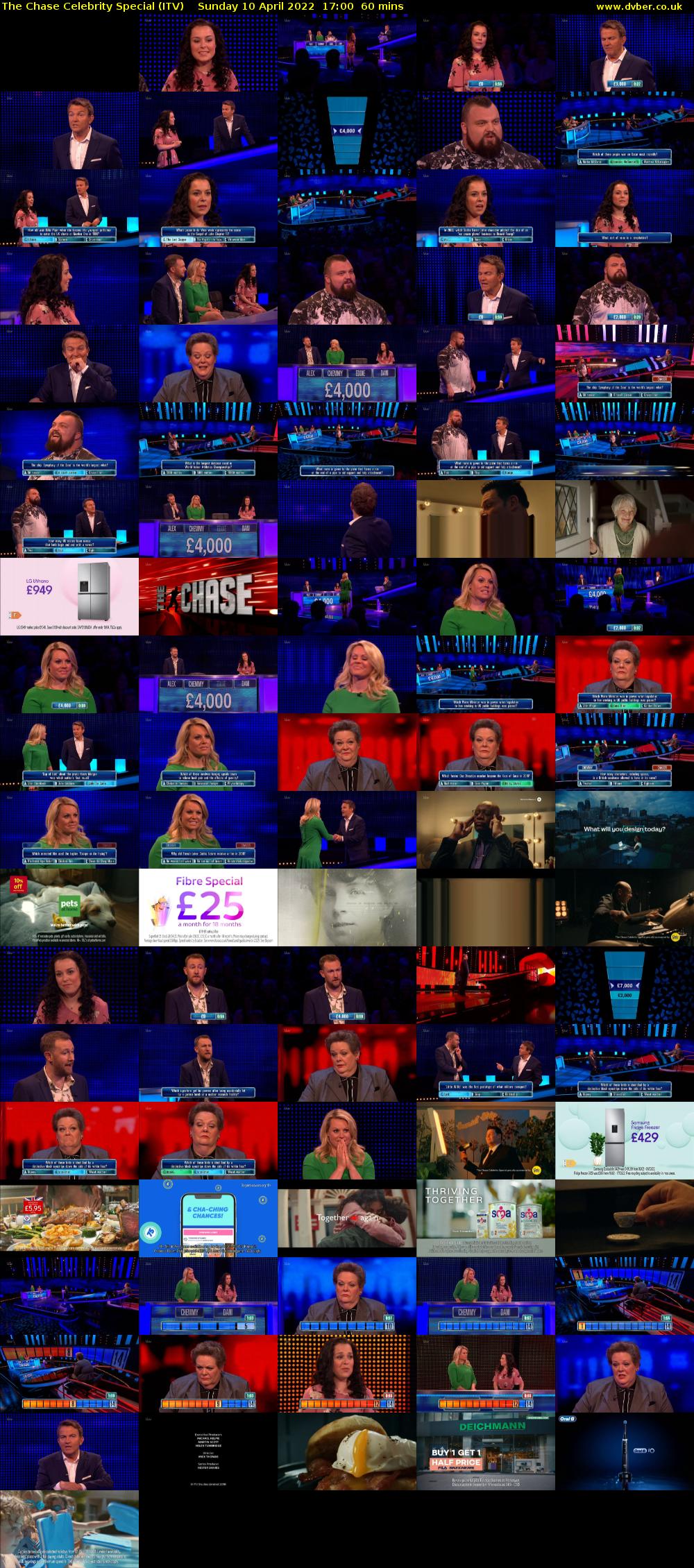 The Chase Celebrity Special (ITV) Sunday 10 April 2022 17:00 - 18:00