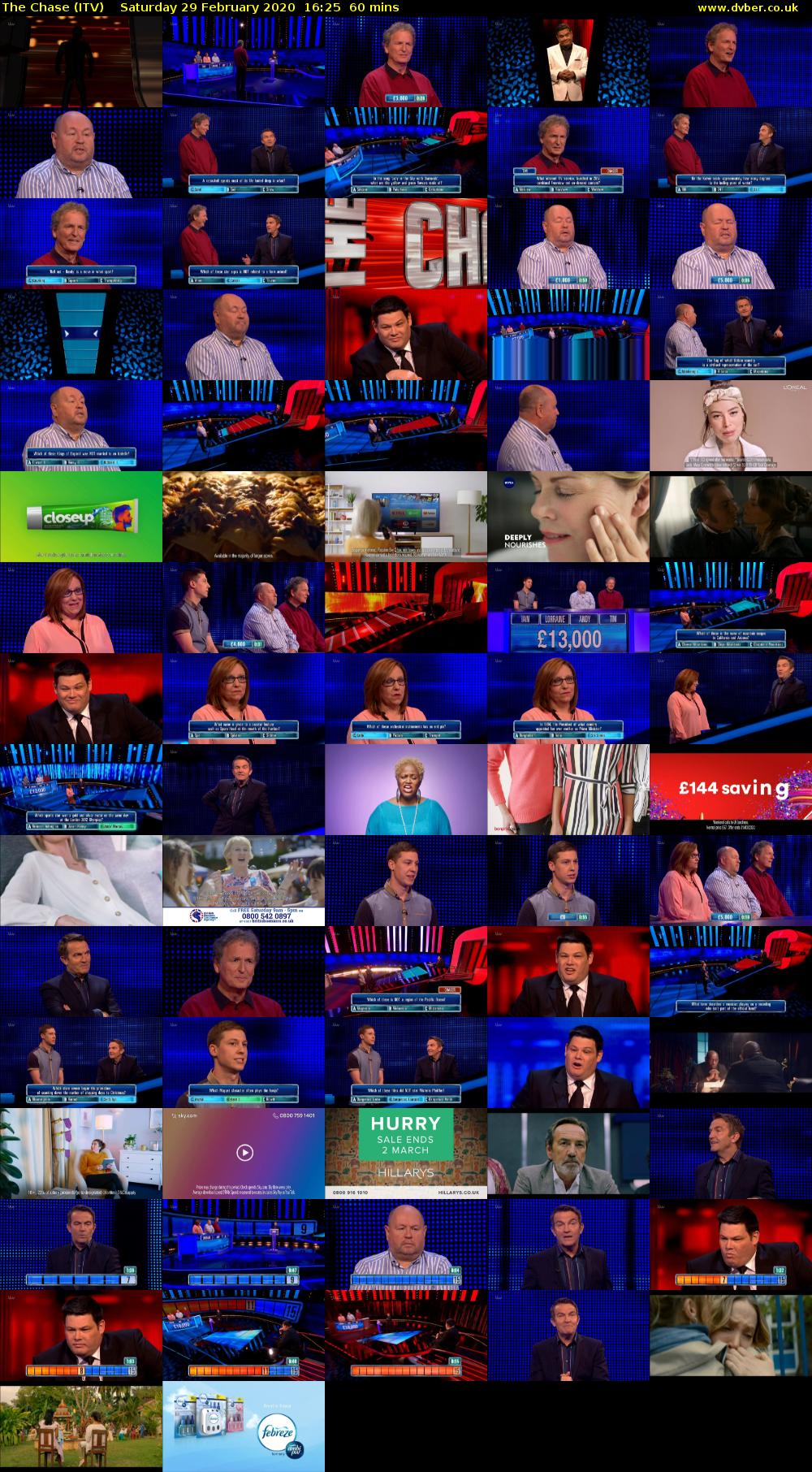 The Chase (ITV) Saturday 29 February 2020 16:25 - 17:25