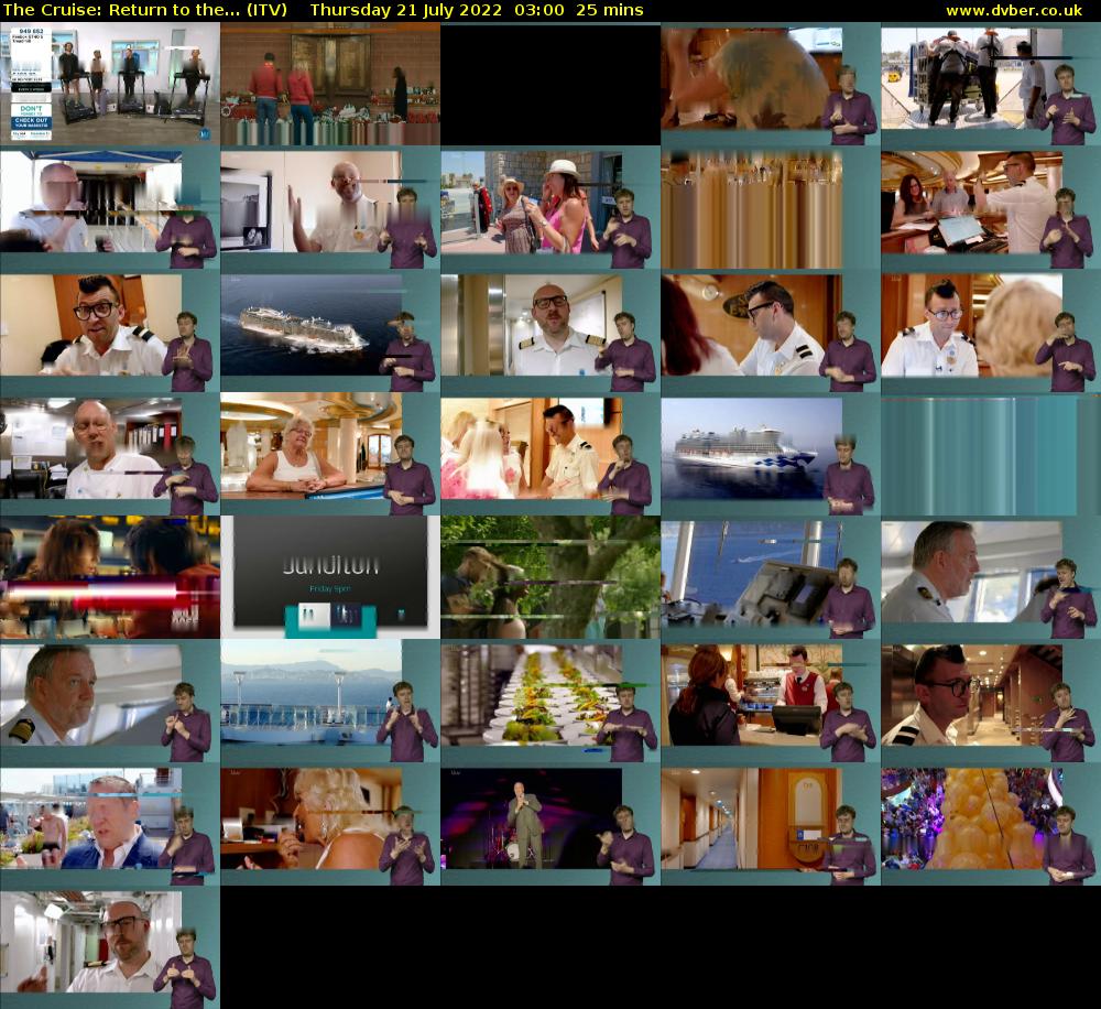 The Cruise: Return to the... (ITV) Thursday 21 July 2022 03:00 - 03:25