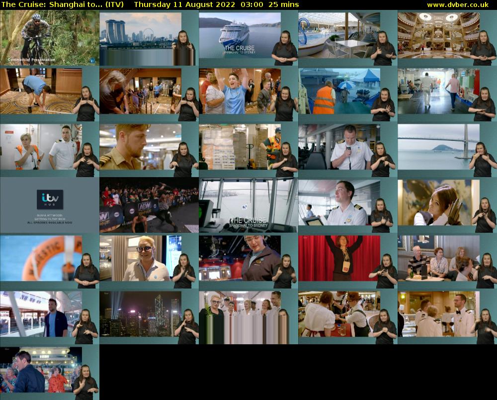 The Cruise: Shanghai to... (ITV) Thursday 11 August 2022 03:00 - 03:25