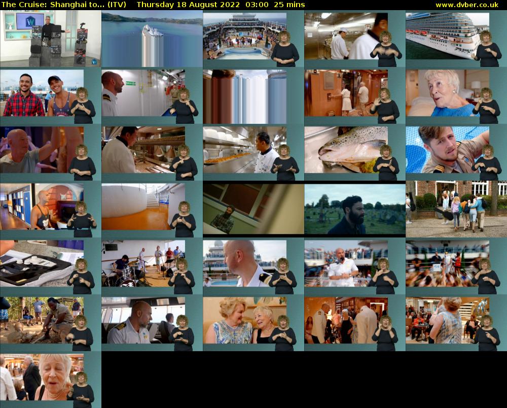 The Cruise: Shanghai to... (ITV) Thursday 18 August 2022 03:00 - 03:25
