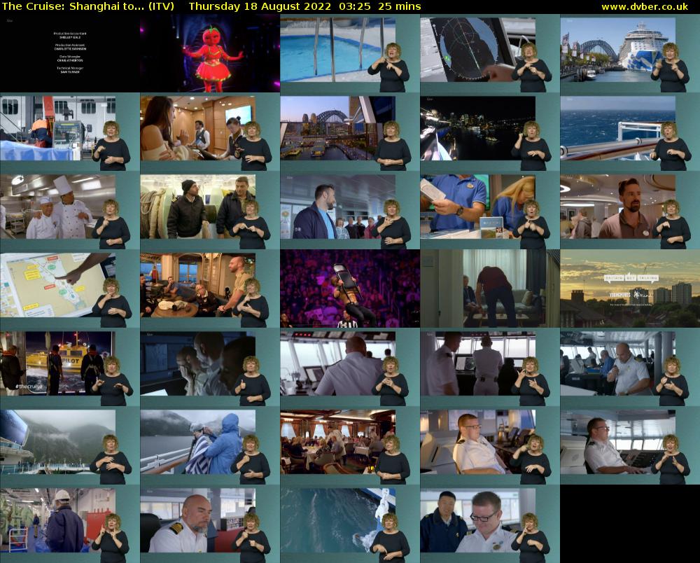 The Cruise: Shanghai to... (ITV) Thursday 18 August 2022 03:25 - 03:50