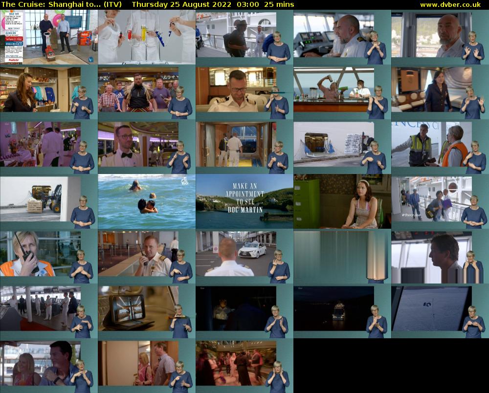 The Cruise: Shanghai to... (ITV) Thursday 25 August 2022 03:00 - 03:25