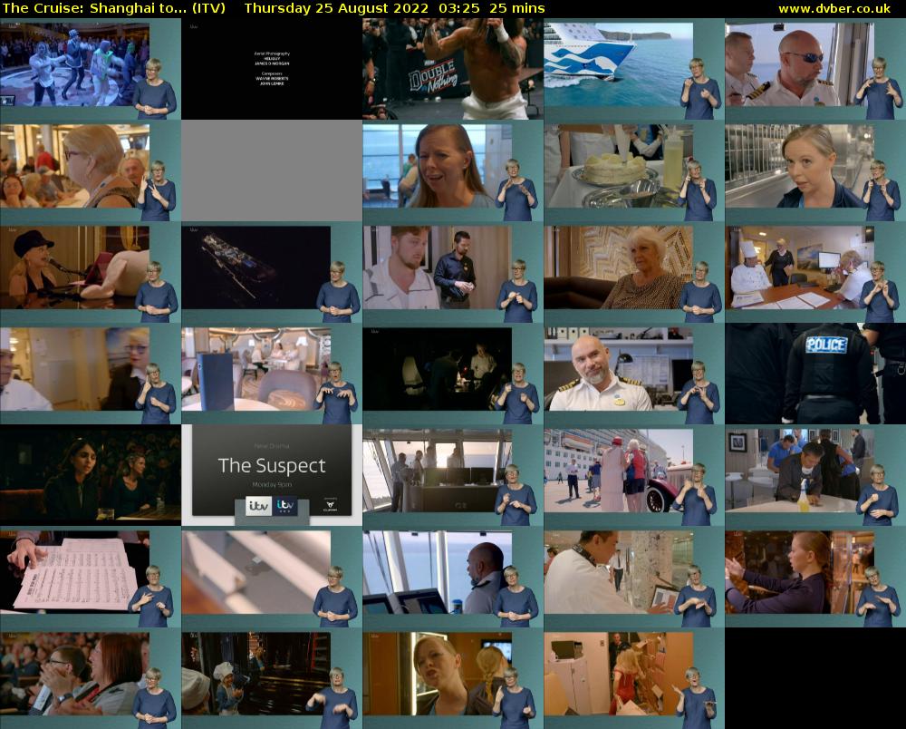The Cruise: Shanghai to... (ITV) Thursday 25 August 2022 03:25 - 03:50
