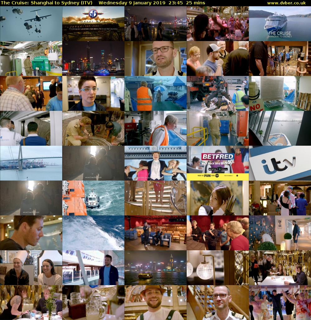 The Cruise: Shanghai to Sydney (ITV) Wednesday 9 January 2019 23:45 - 00:10