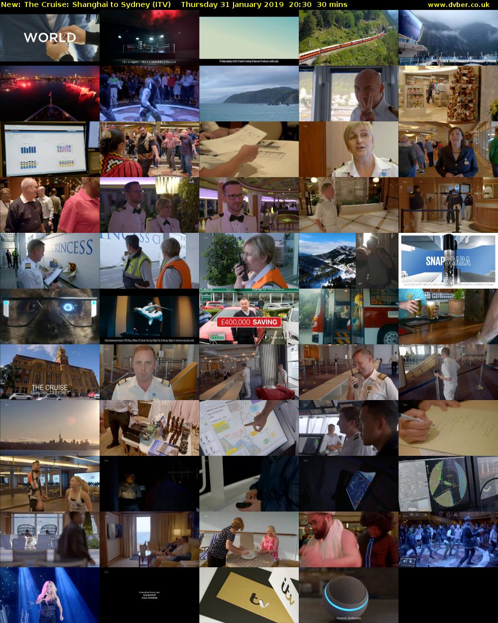 The Cruise: Shanghai to Sydney (ITV) Thursday 31 January 2019 20:30 - 21:00