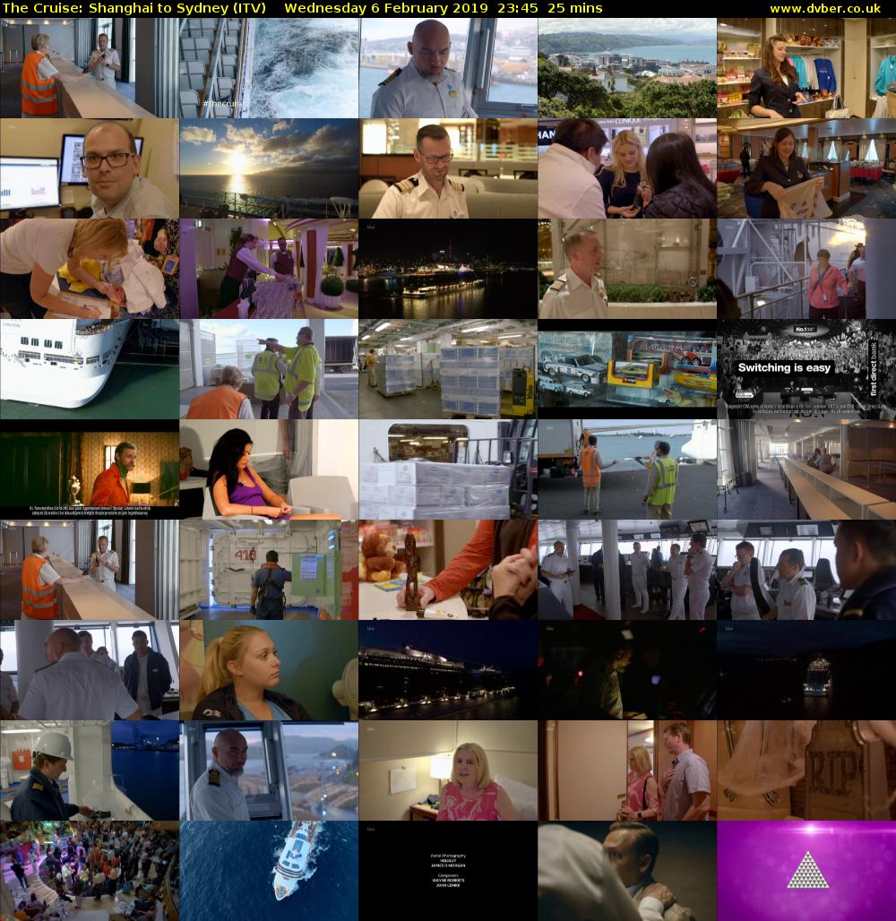 The Cruise: Shanghai to Sydney (ITV) Wednesday 6 February 2019 23:45 - 00:10