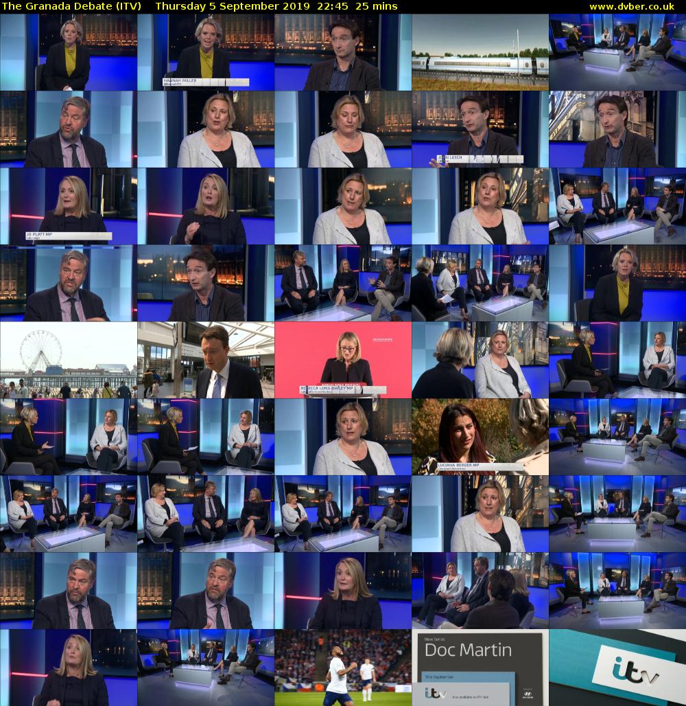 The Granada Debate (ITV) Thursday 5 September 2019 22:45 - 23:10