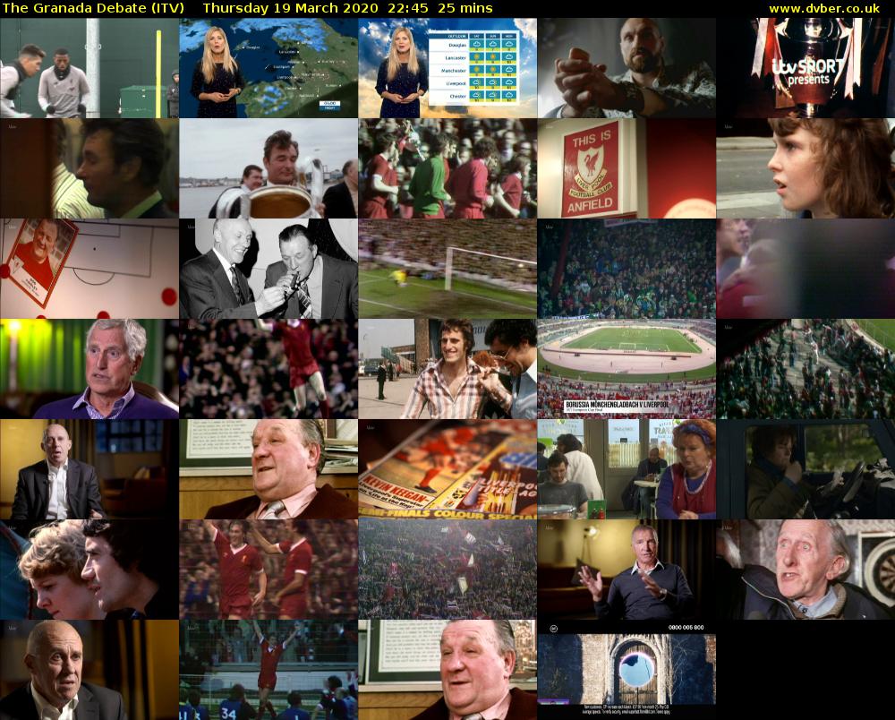 The Granada Debate (ITV) Thursday 19 March 2020 22:45 - 23:10