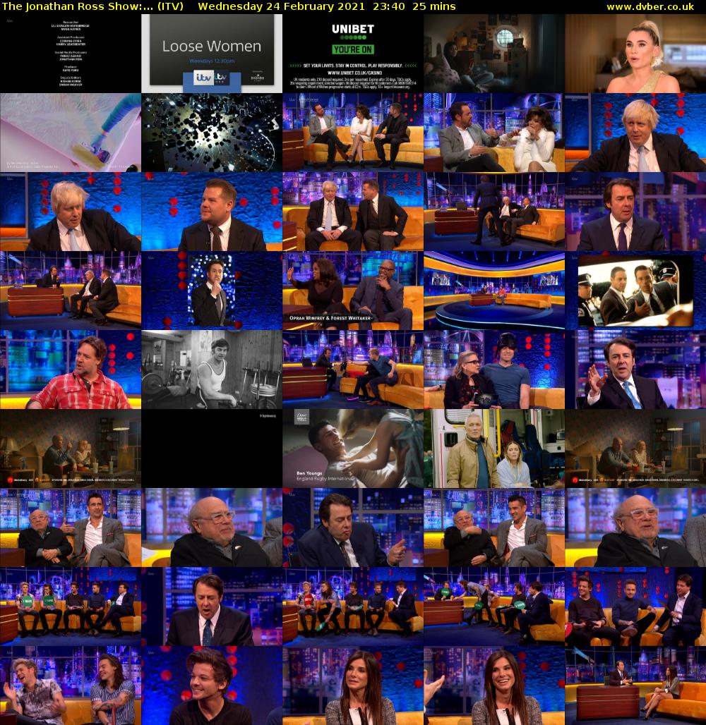 The Jonathan Ross Show:... (ITV) Wednesday 24 February 2021 23:40 - 00:05