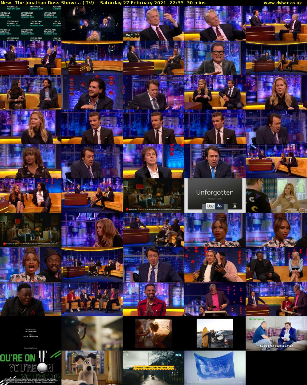 The Jonathan Ross Show:... (ITV) Saturday 27 February 2021 22:35 - 23:05