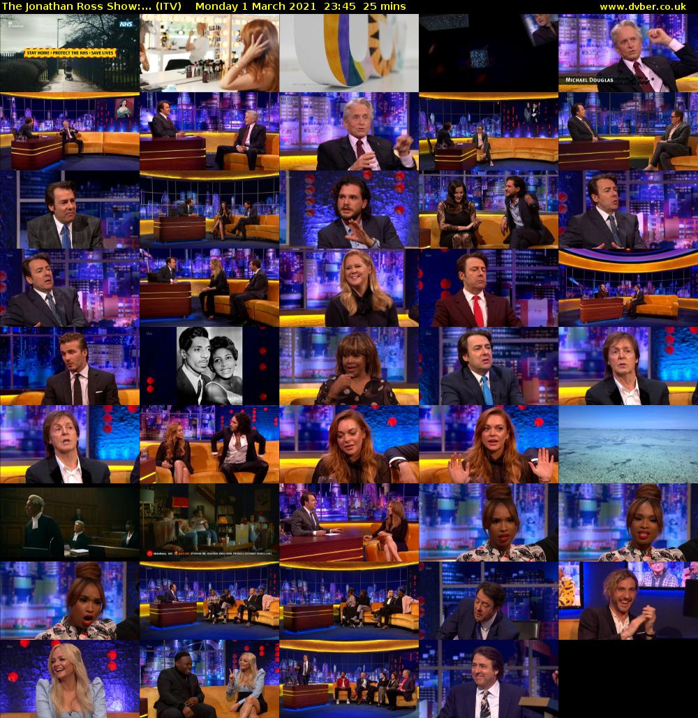The Jonathan Ross Show:... (ITV) Monday 1 March 2021 23:45 - 00:10