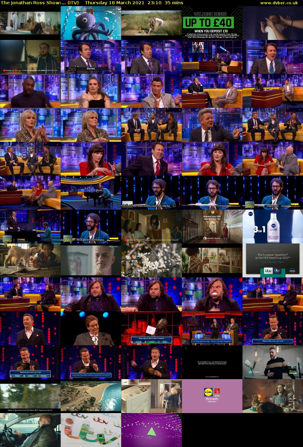 The Jonathan Ross Show:... (ITV) Thursday 18 March 2021 23:10 - 23:45