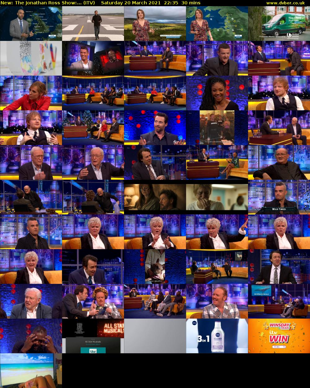 The Jonathan Ross Show:... (ITV) Saturday 20 March 2021 22:35 - 23:05