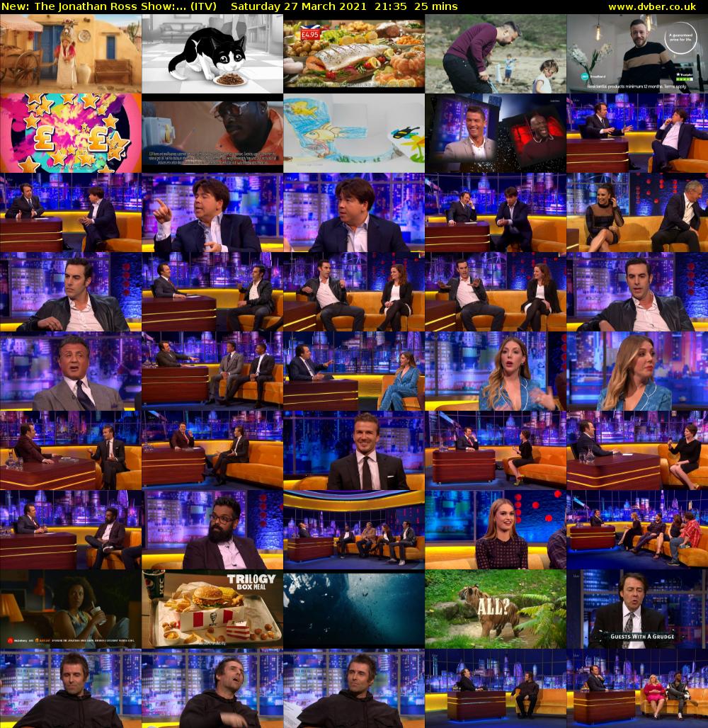 The Jonathan Ross Show:... (ITV) Saturday 27 March 2021 21:35 - 22:00