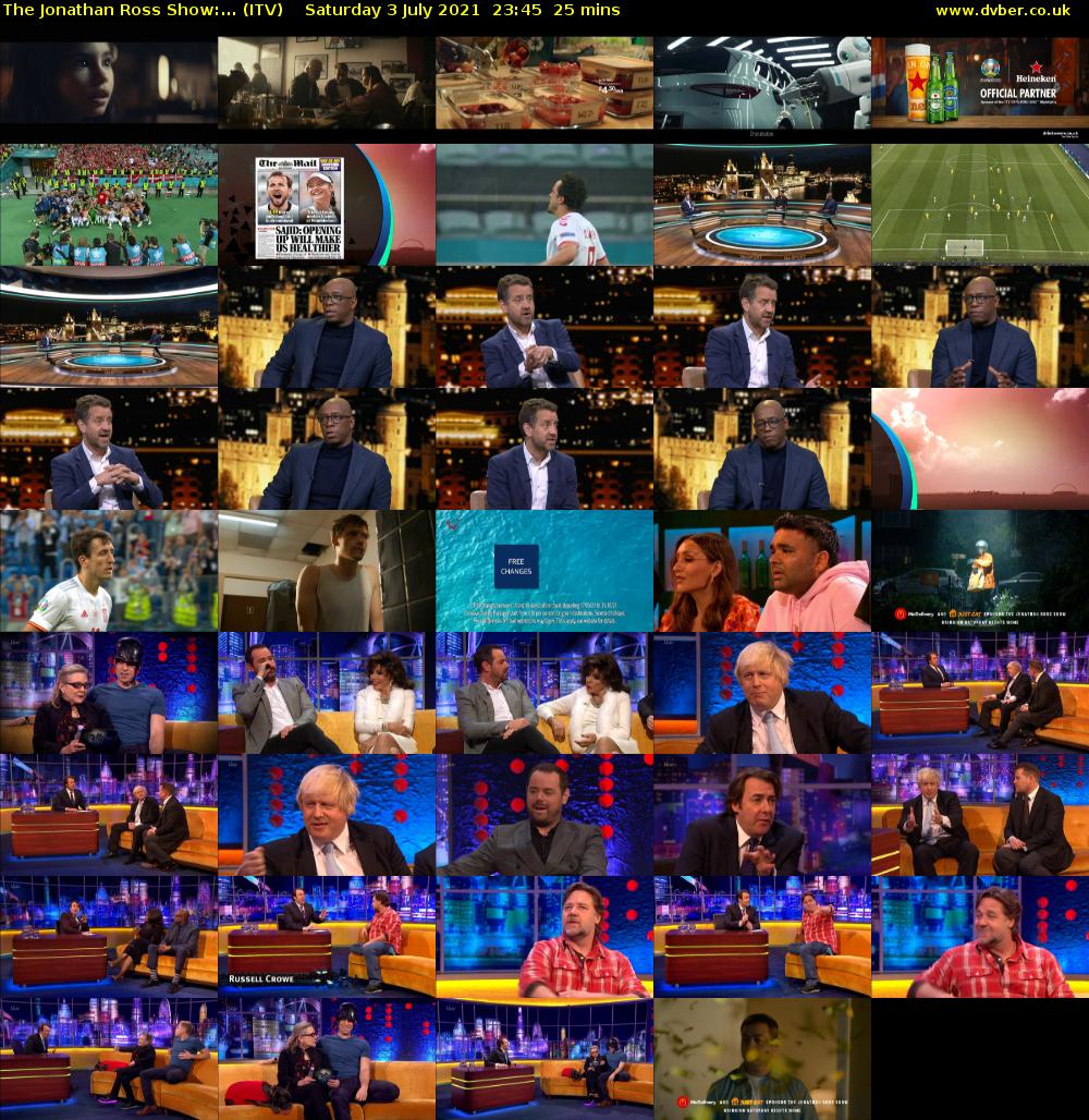 The Jonathan Ross Show:... (ITV) Saturday 3 July 2021 23:45 - 00:10