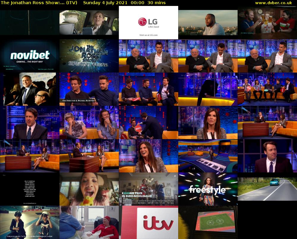 The Jonathan Ross Show:... (ITV) Sunday 4 July 2021 00:00 - 00:30
