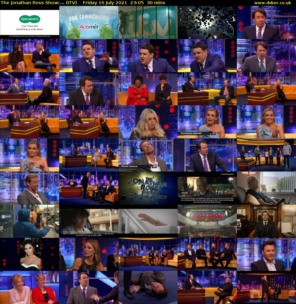 The Jonathan Ross Show:... (ITV) Friday 16 July 2021 23:05 - 23:35