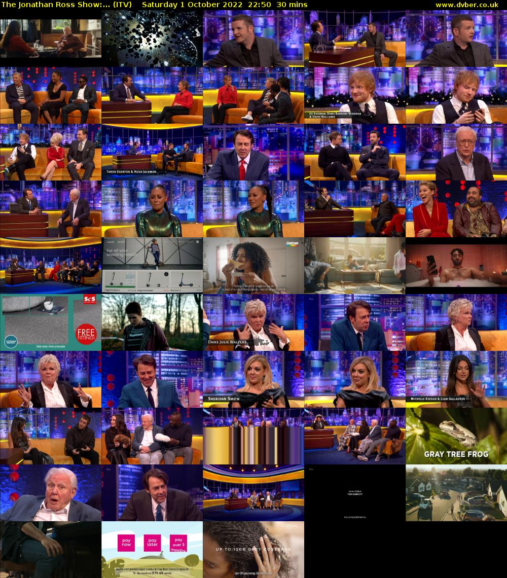 The Jonathan Ross Show:... (ITV) Saturday 1 October 2022 22:50 - 23:20