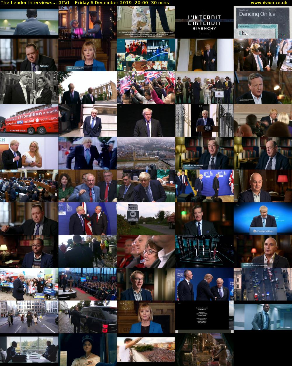 The Leader Interviews... (ITV) Friday 6 December 2019 20:00 - 20:30