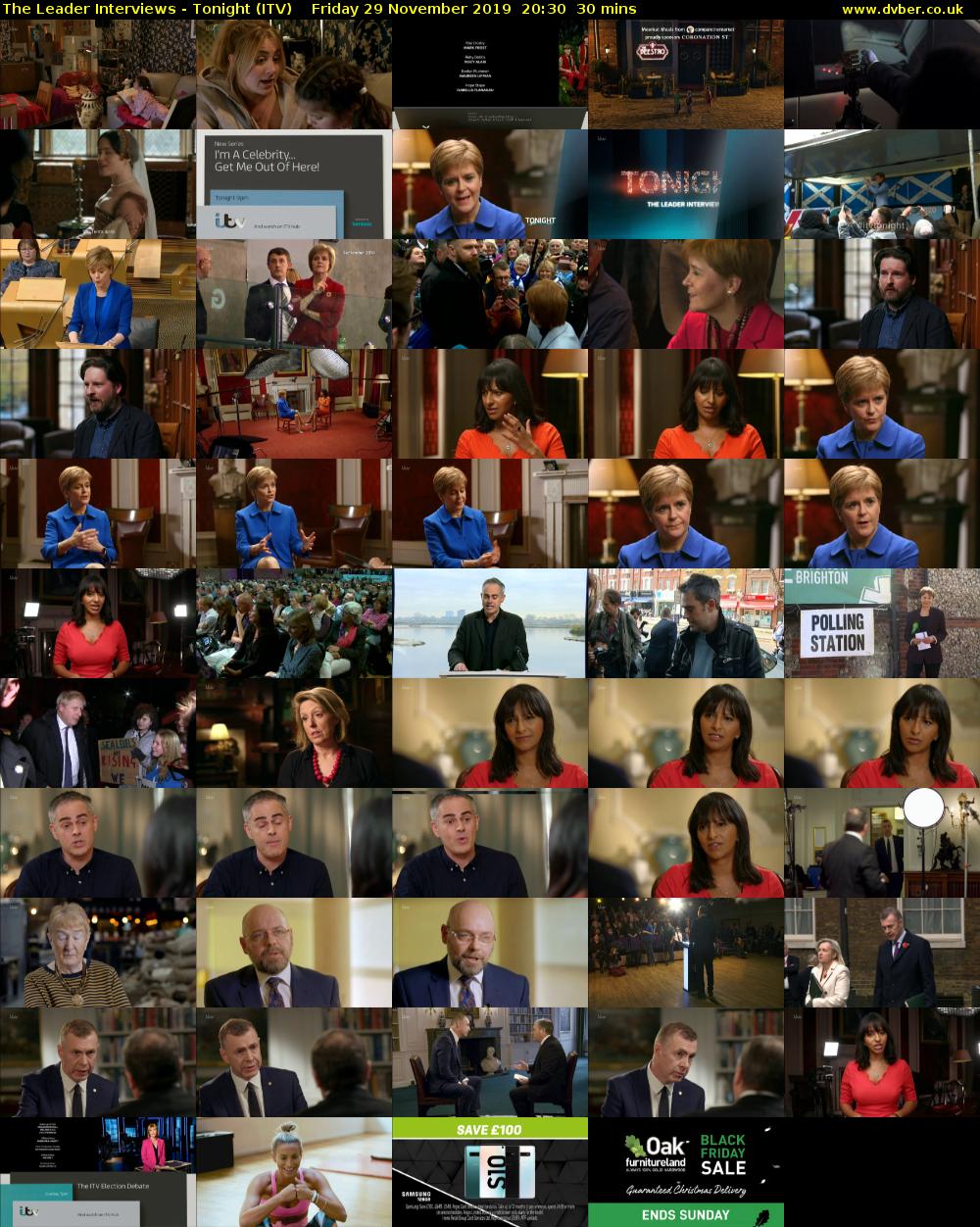 The Leader Interviews - Tonight (ITV) Friday 29 November 2019 20:30 - 21:00